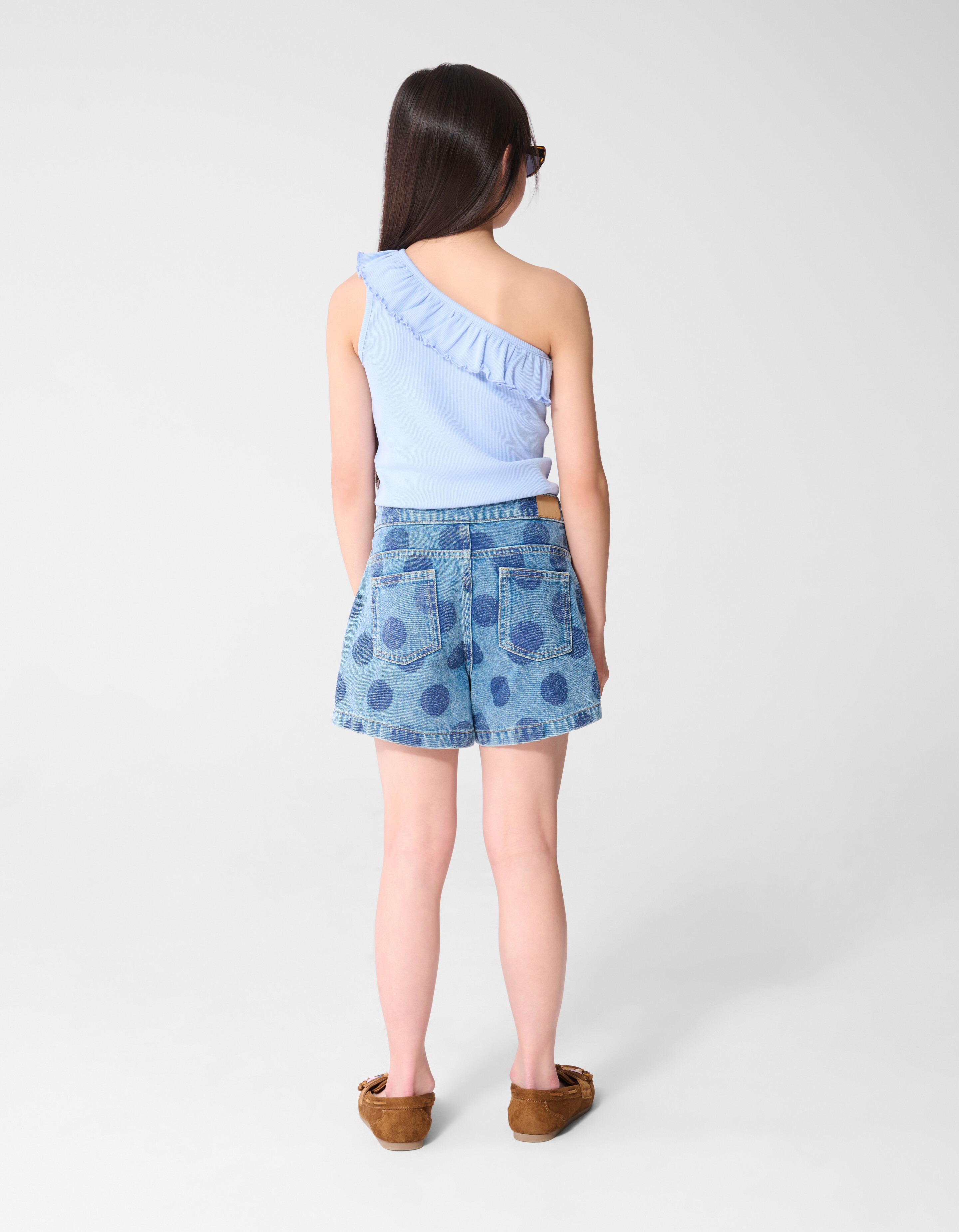 Polkadot Overslag Denim Skort Blauw SHOEBY GIRLS