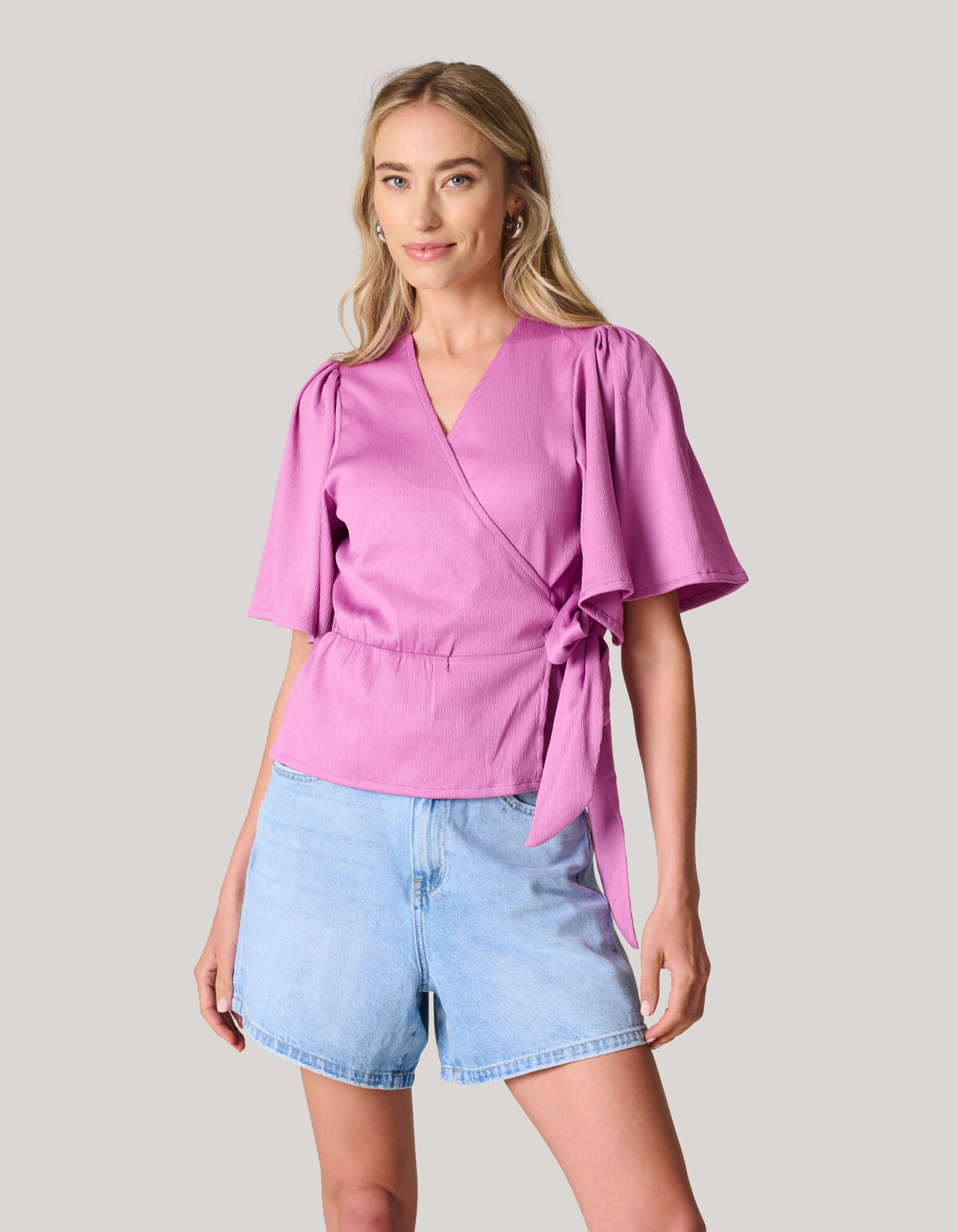 Crinkle Wrap Top Roze SHOEBY WOMEN