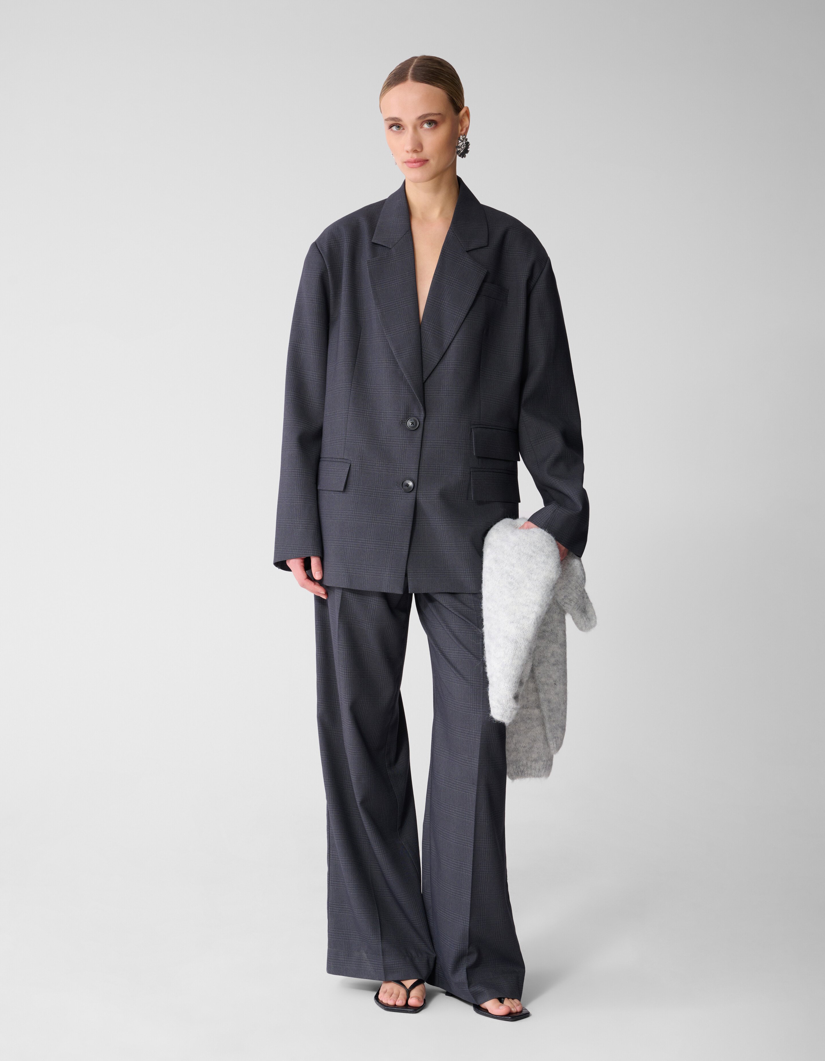 Oversized Ruiten Blazer Donkergrijs SHOEBY WOMEN