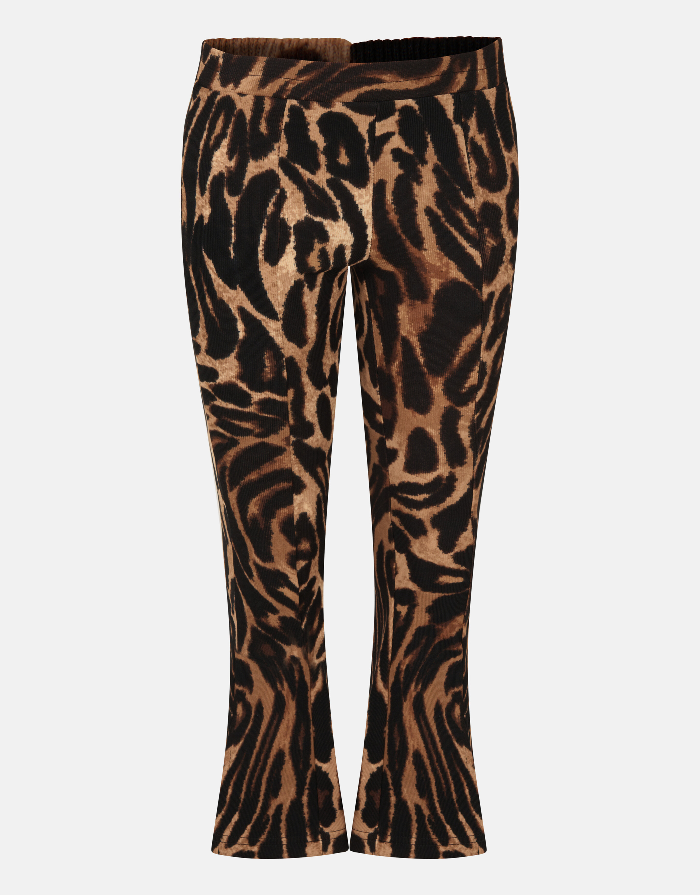 Leopard Rib Flared Broek Bruin SHOEBY GIRLS