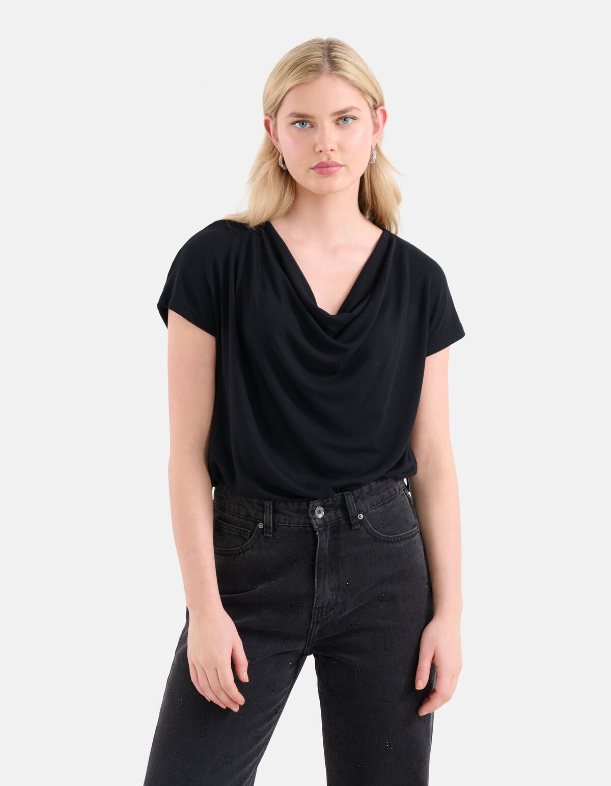 Gedrapeerde Top Zwart SHOEBY WOMEN