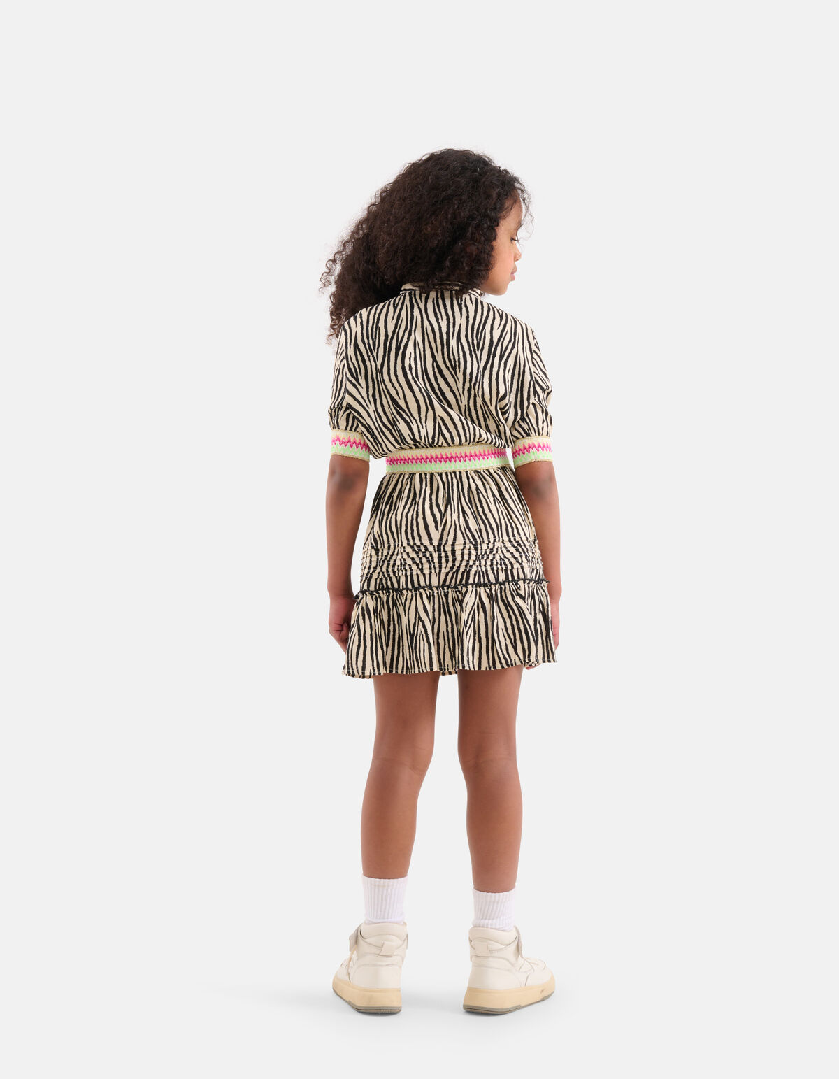 Zebra Print Jurk Zwart/Gebroken Wit SHOEBY GIRLS