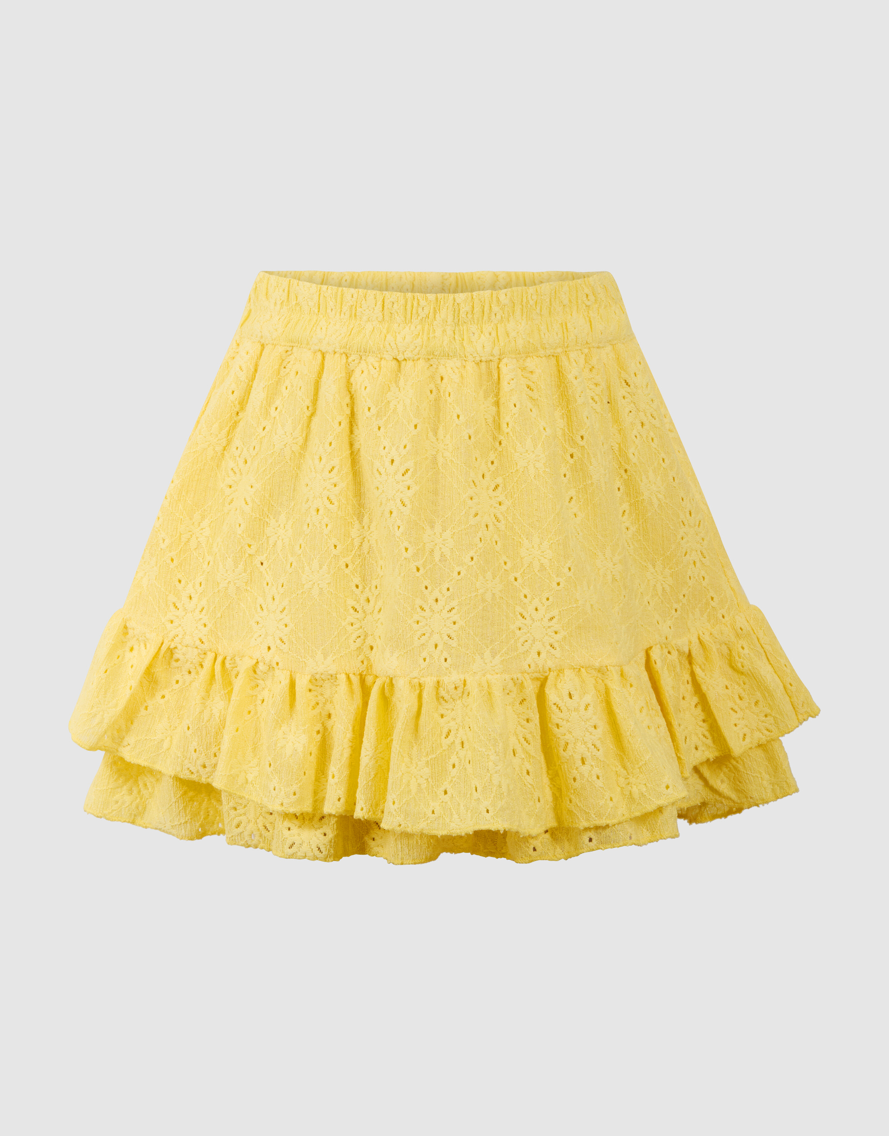 Embroidery Ruffle Mini Rok Lichtgeel SHOEBY GIRLS