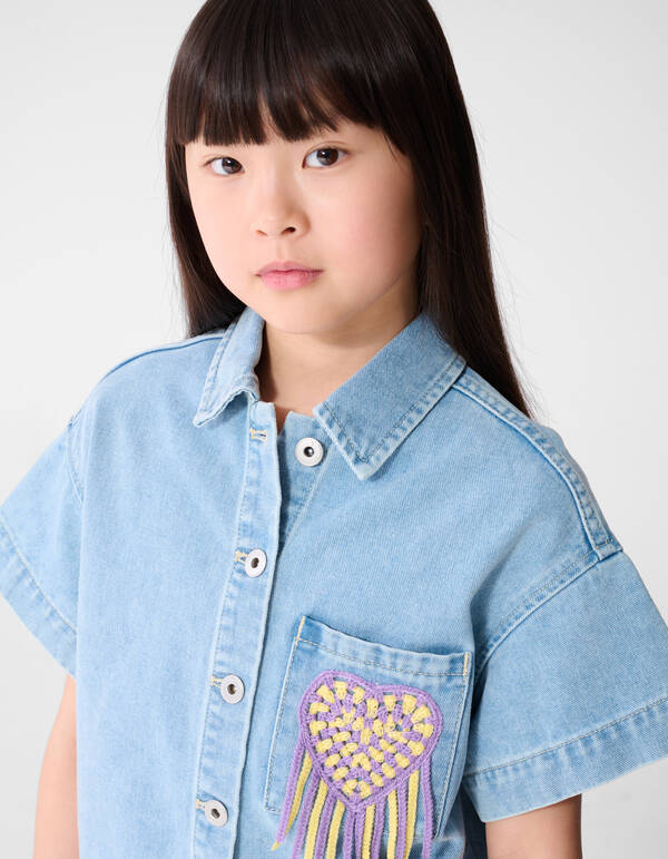 Crochet Denim Blouse Lichtblauw SHOEBY GIRLS