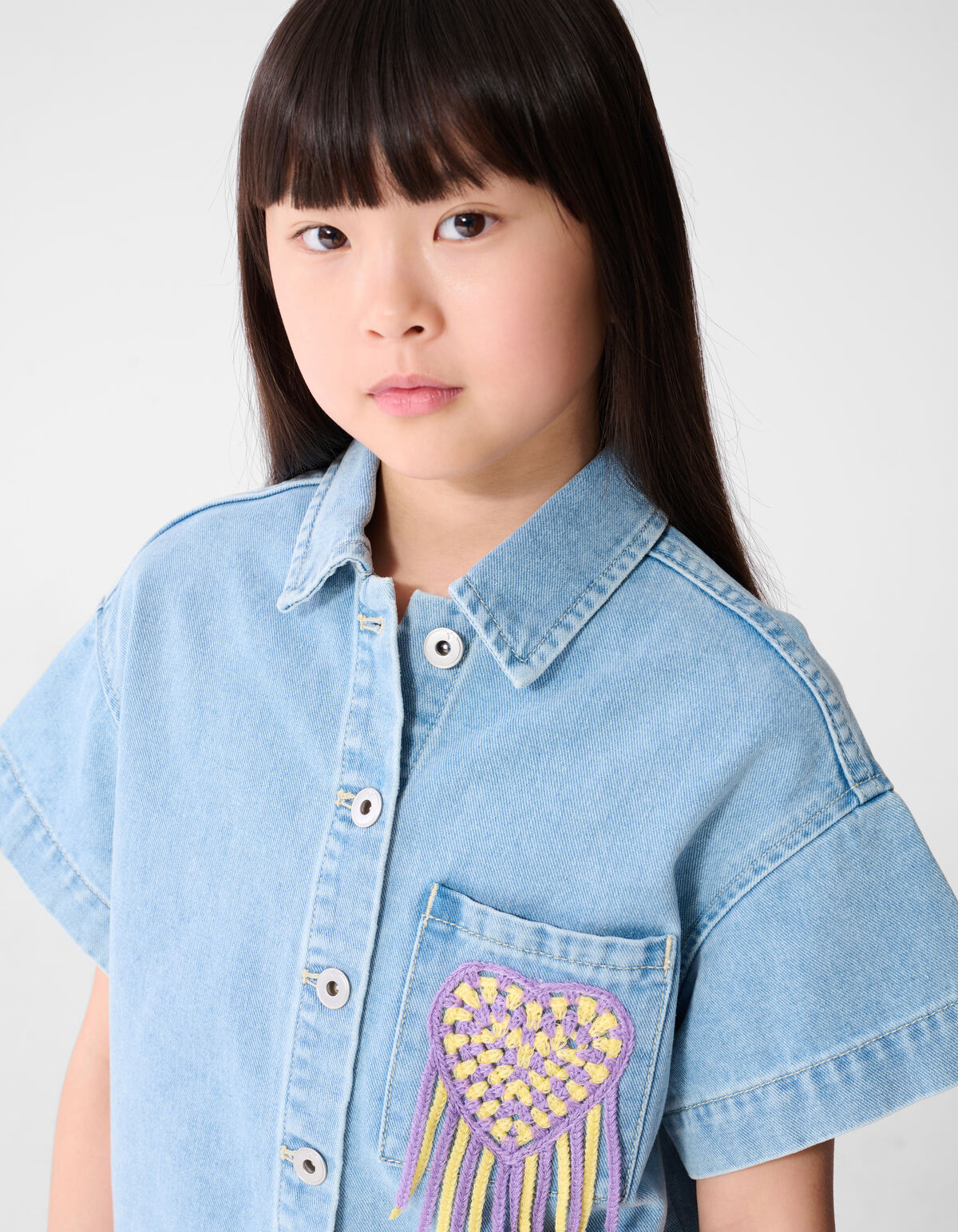 Crochet Denim Blouse Lichtblauw SHOEBY GIRLS