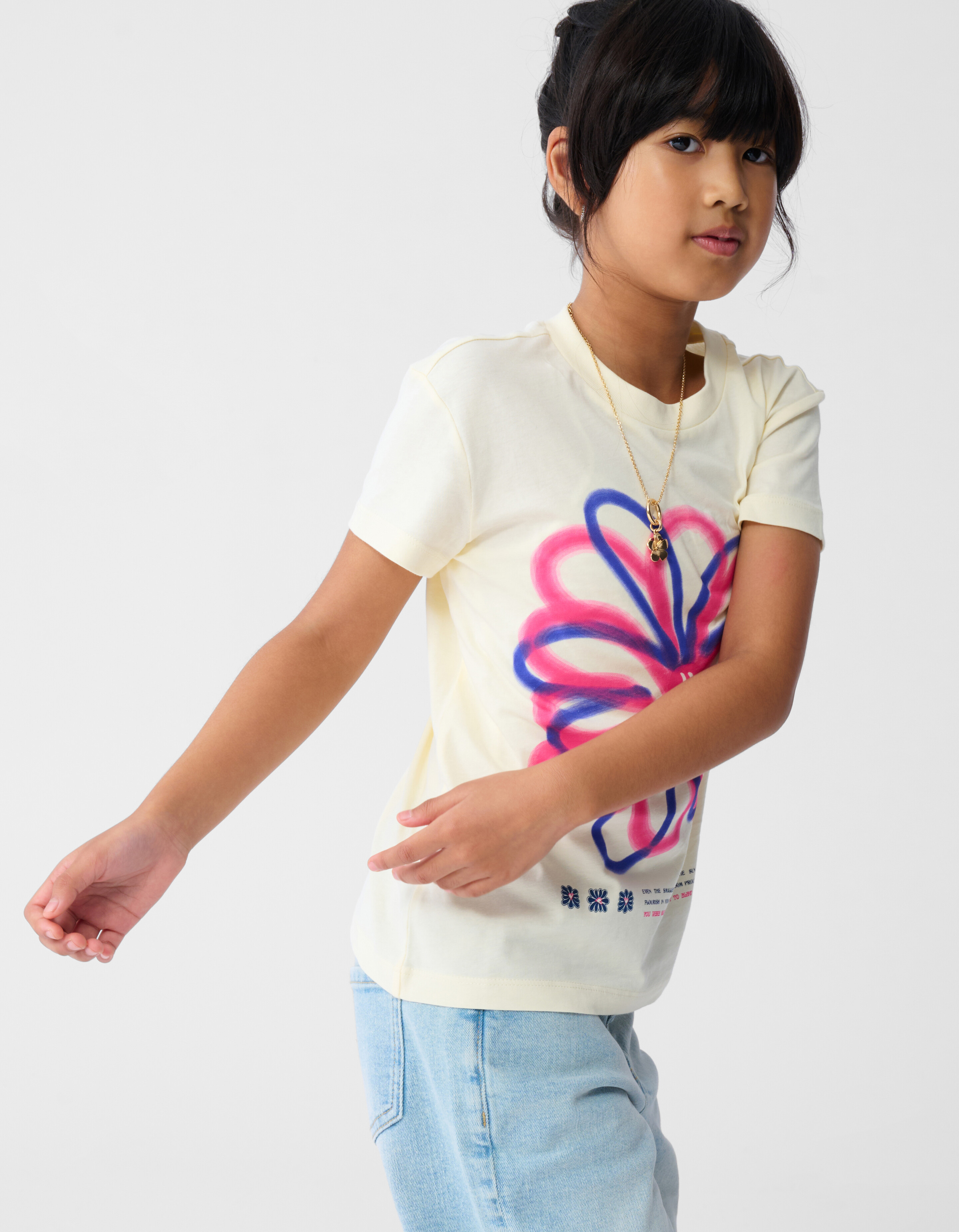 Flower Artwork T-shirt Lichtgeel SHOEBY GIRLS