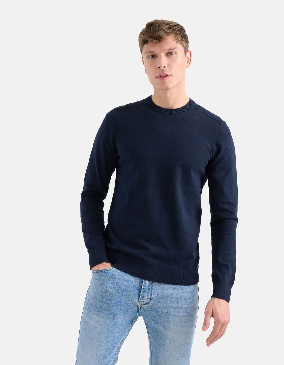 Rib Trui Donkerblauw SHOEBY MEN