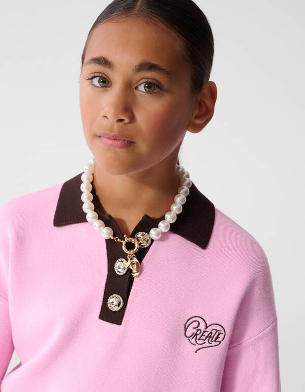 Create Gebreide Polo Roze/Bruin SHOEBY GIRLS