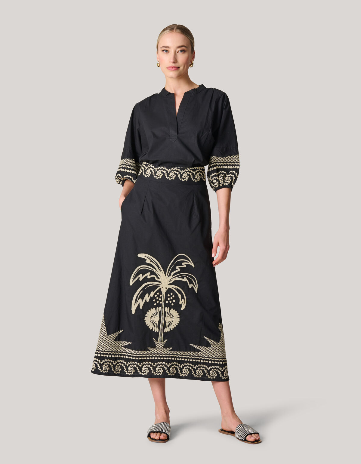 Embroidery Top Zwart SHOEBY WOMEN