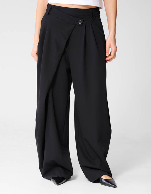 Waistband Barrel Fit Pantalon Zwart By Monica SHOEBY WOMEN