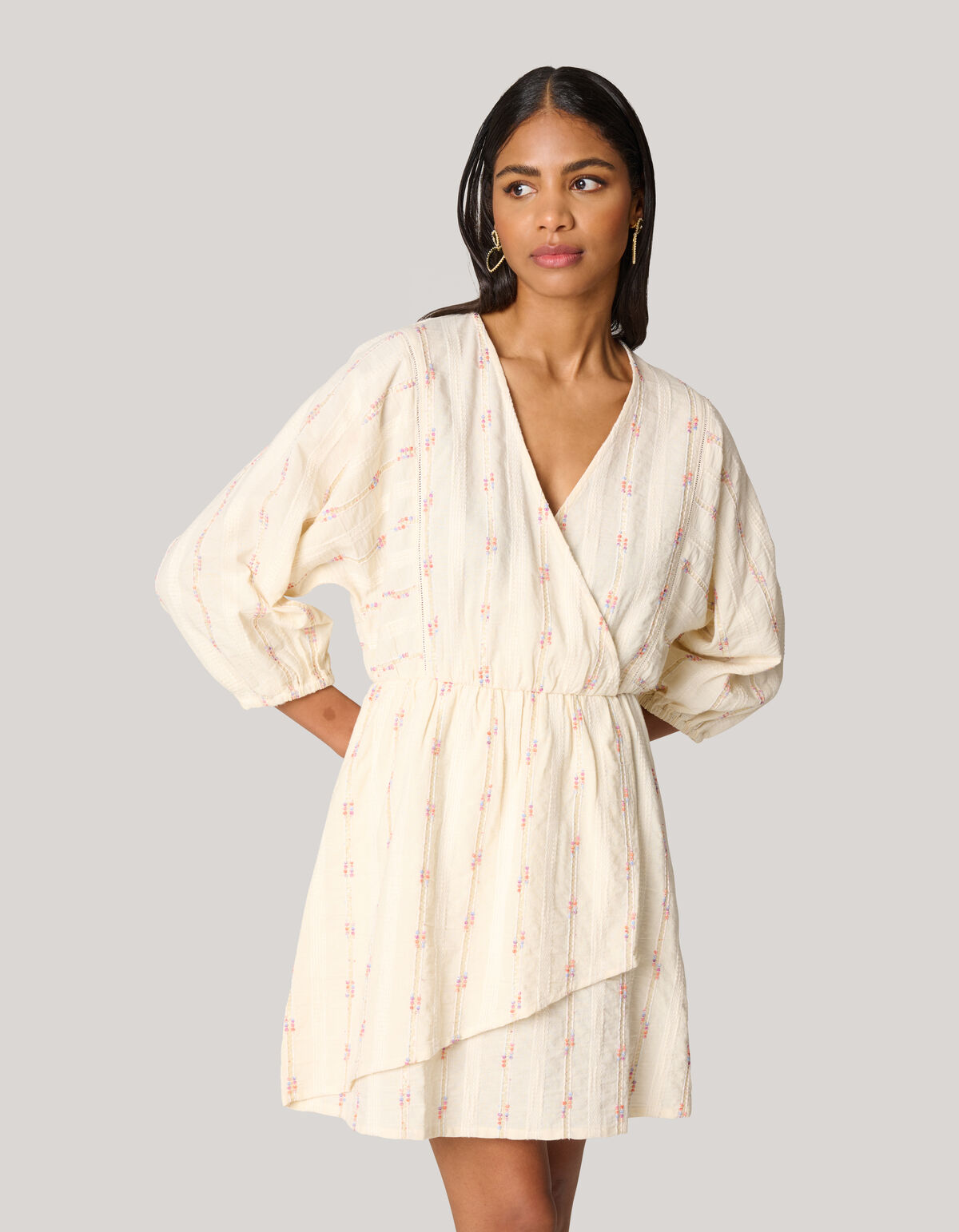 Jacquard Jurk Gebroken Wit SHOEBY WOMEN