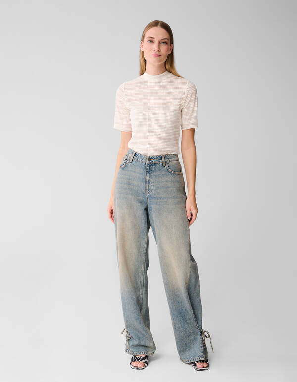 Mesh Structuur Top Gebroken Wit SHOEBY WOMEN