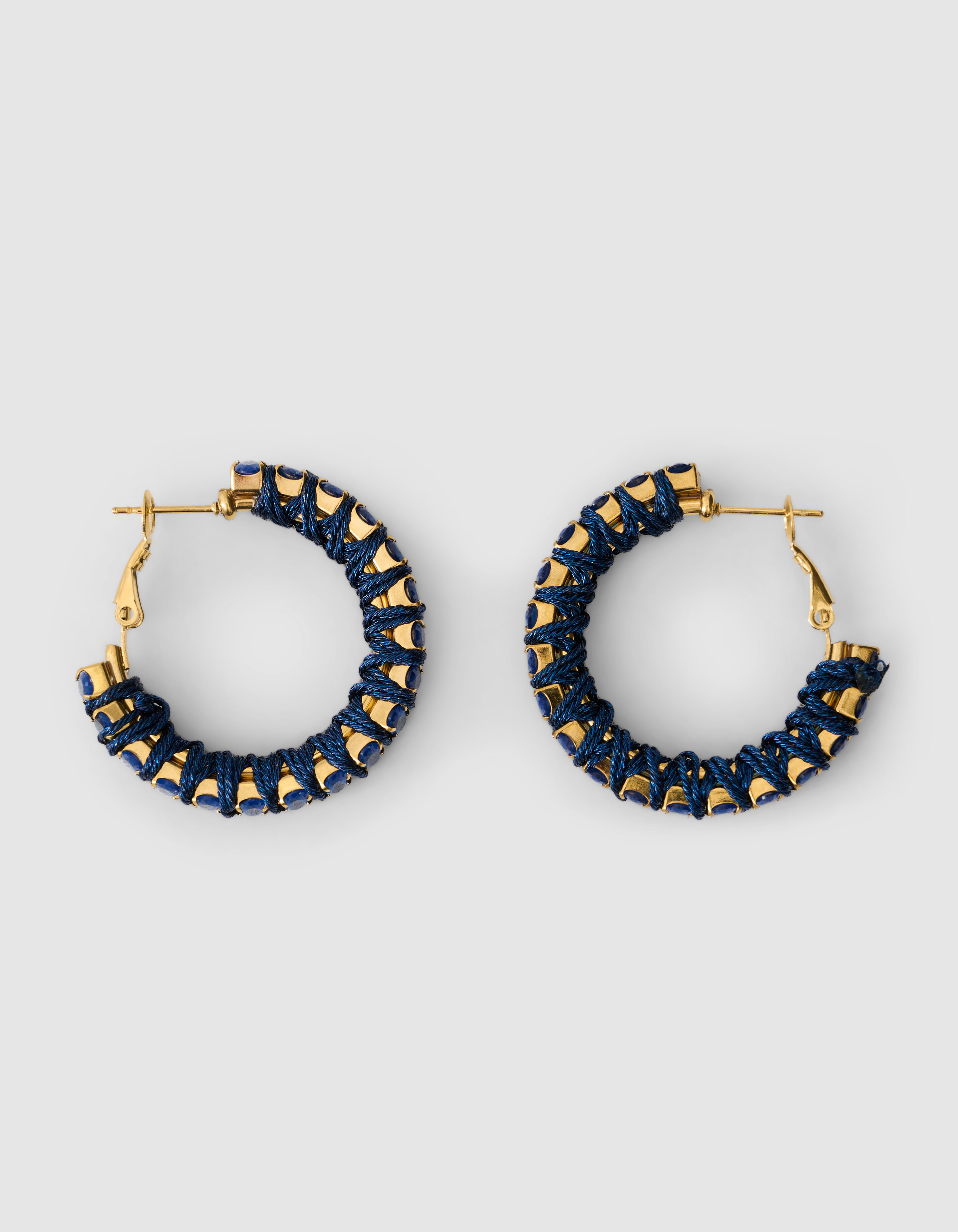 Strass Hoop Oorbellen Goud/Blauw SHOEBY ACCESSOIRES