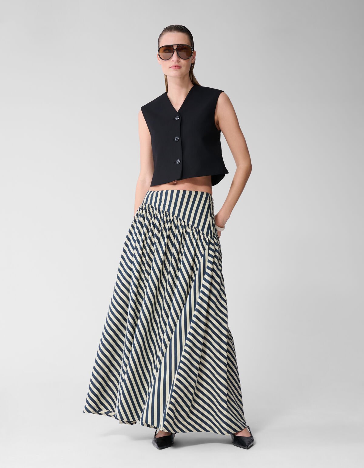 Gestreepte Maxi Rok Beige By Lonneke SHOEBY WOMEN