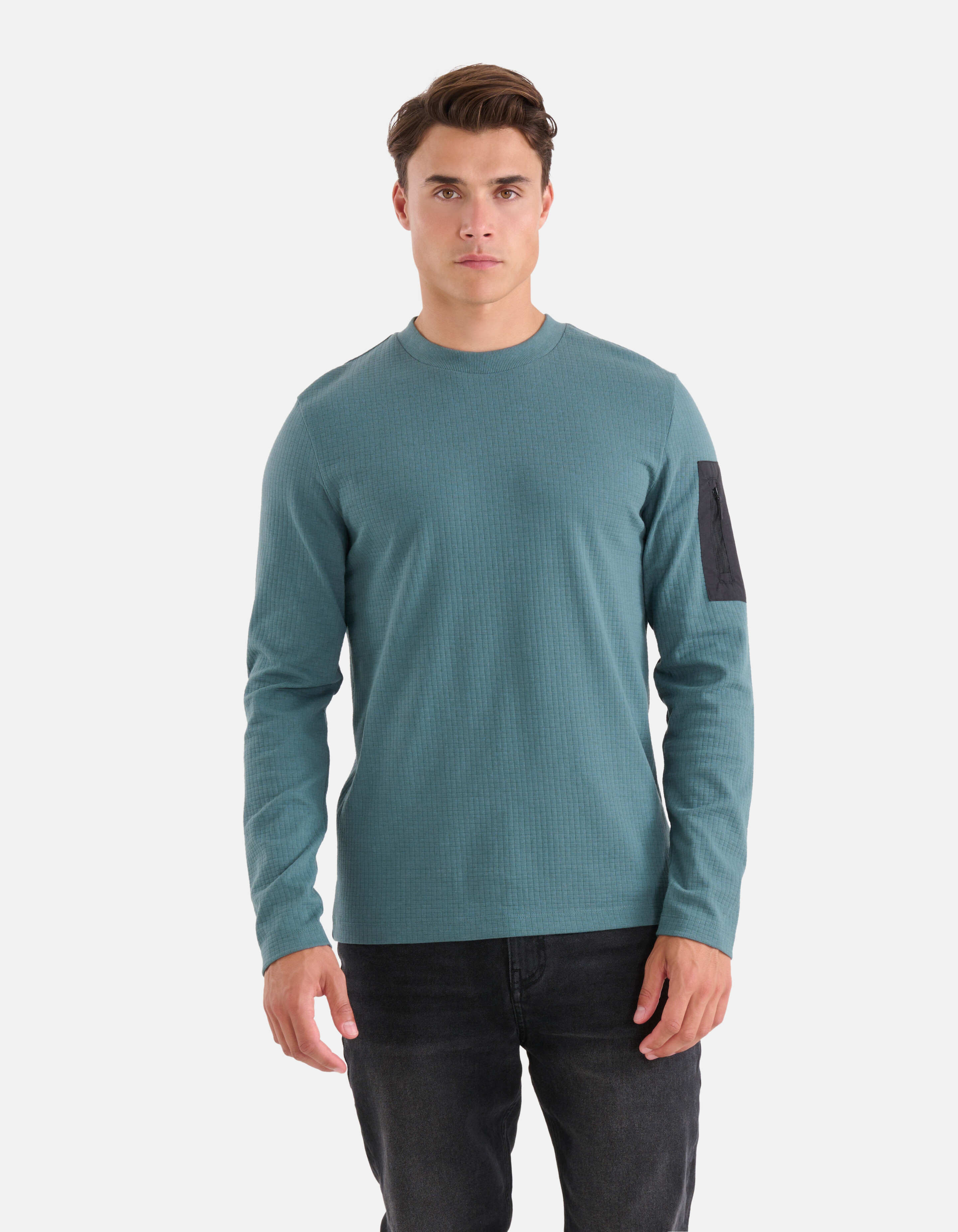 Jersey Structuur Longsleeve Blauw SHOEBY MEN