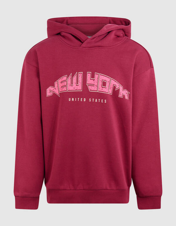 New York Artwork Hoodie Donkerrood SHOEBY GIRLS