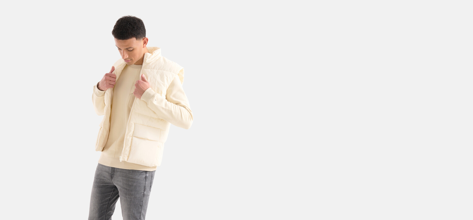Gewatteerde Bodywarmer Gebroken Wit SHOEBY MEN