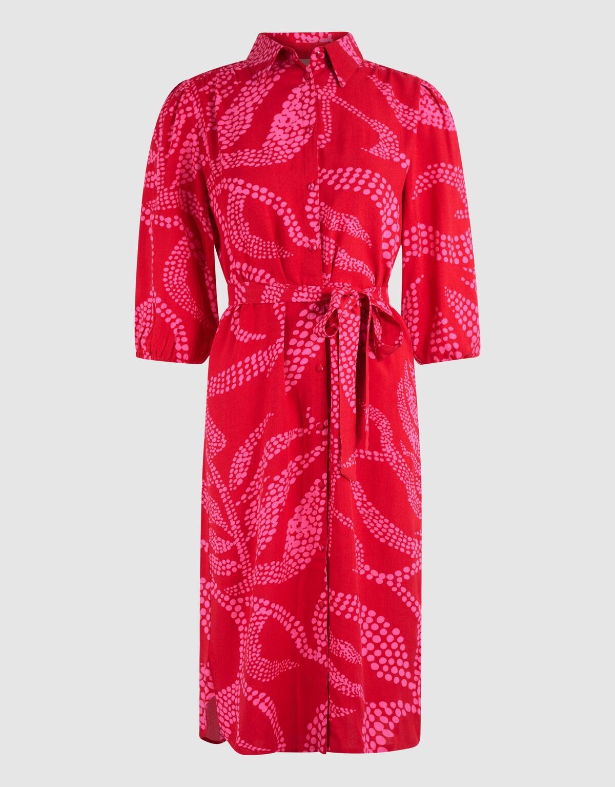 Printed Midi Jurk Rood SHOEBY WOMEN