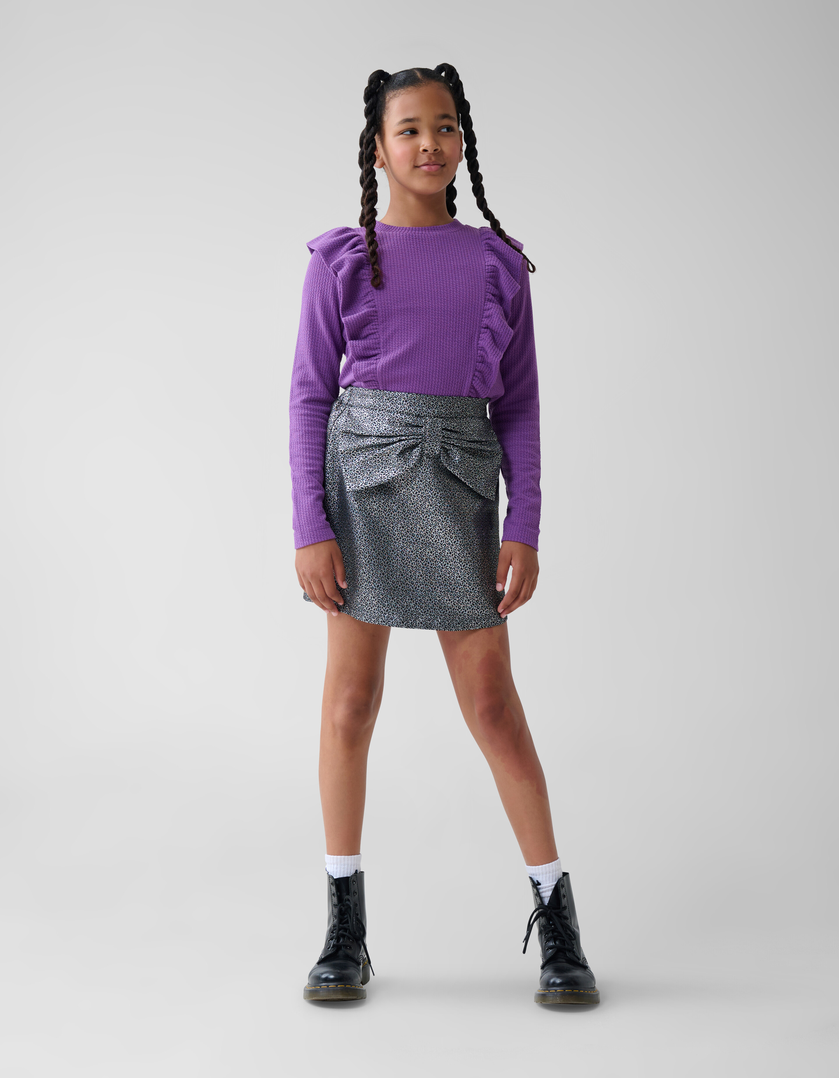Jacquard Strik Mini Rok Zilver SHOEBY GIRLS