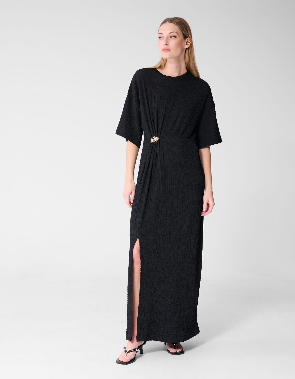 Organic Crinkle Maxi Jurk Zwart SHOEBY WOMEN