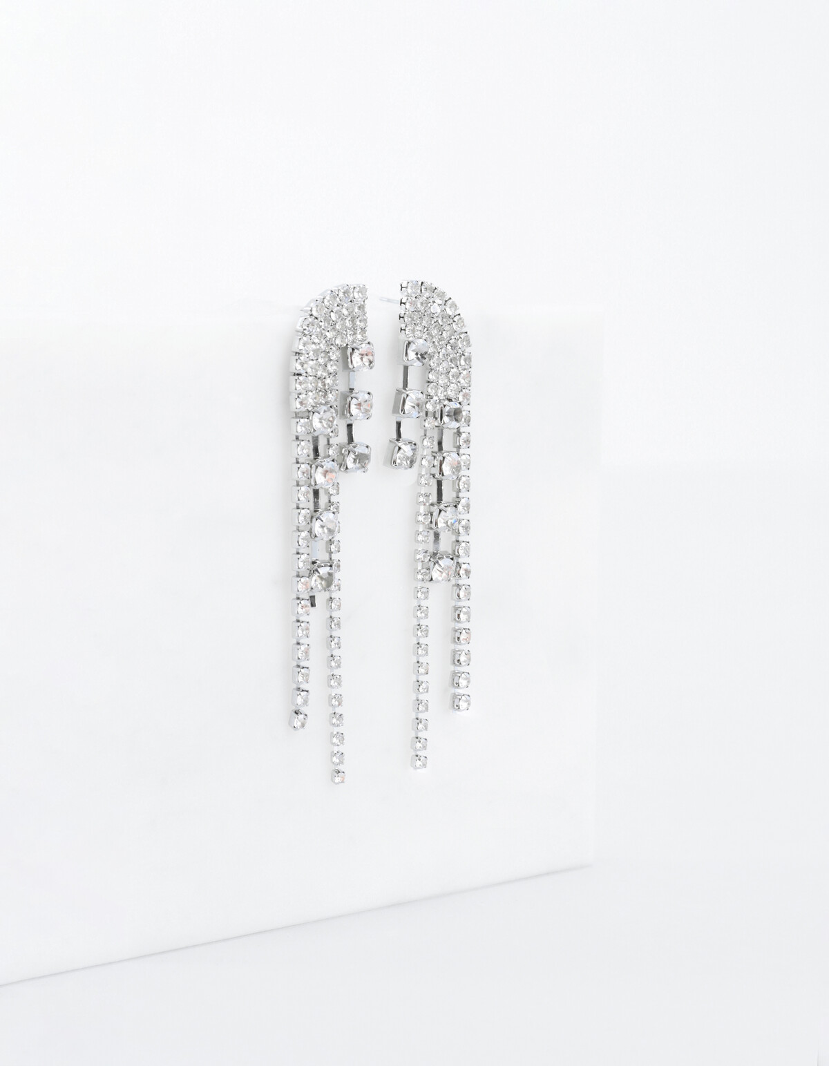 Long Strass Zilveren Oorbellen ACCESSOIRES SHOEBY