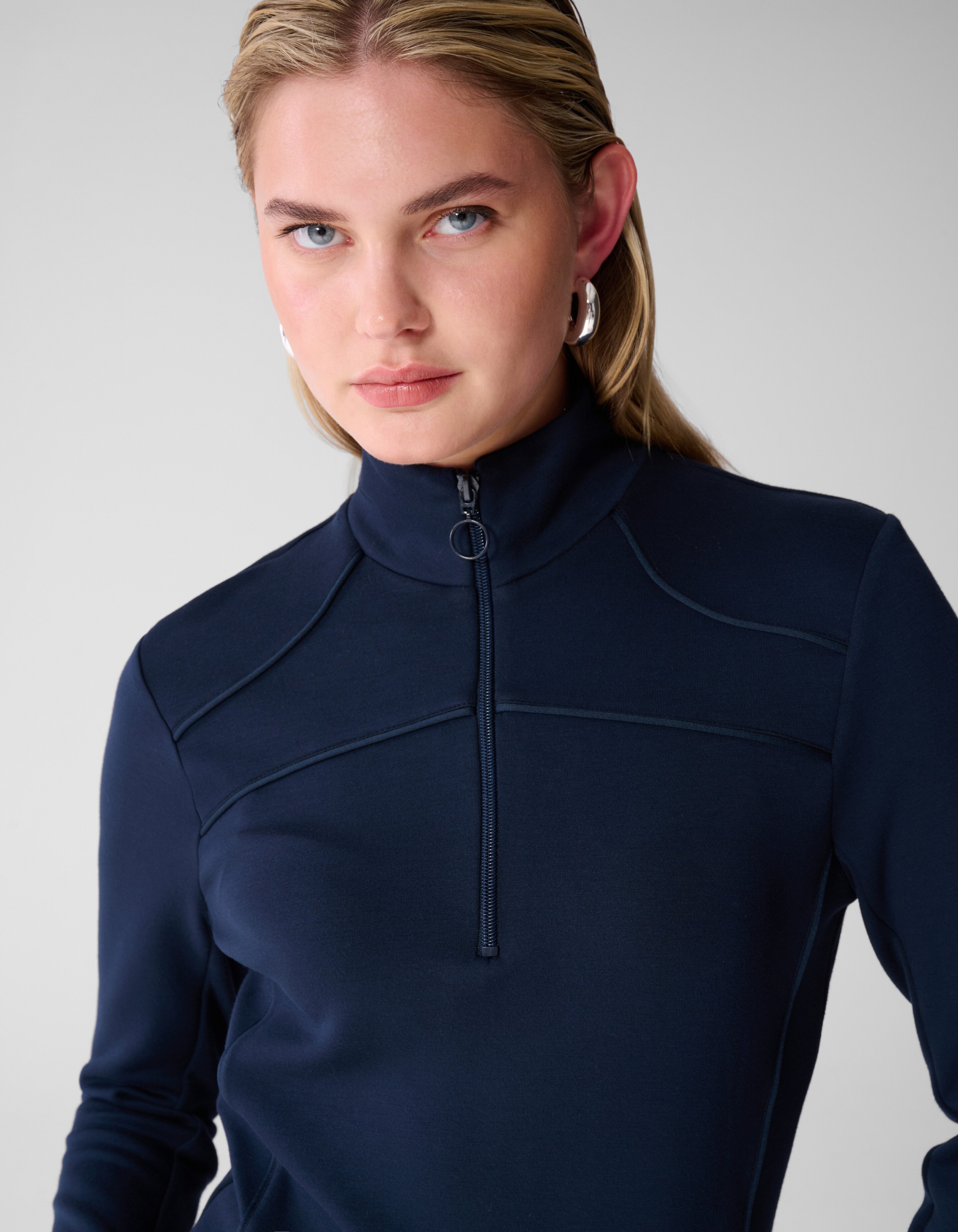 Zipper Longsleeve Top Donkerblauw SHOEBY WOMEN
