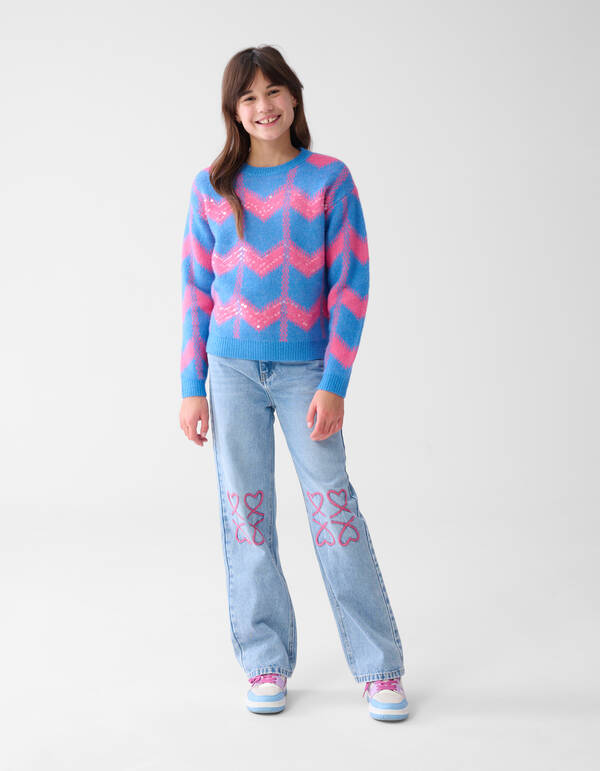 Heart Straight Fit Jeans Blauw SHOEBY GIRLS