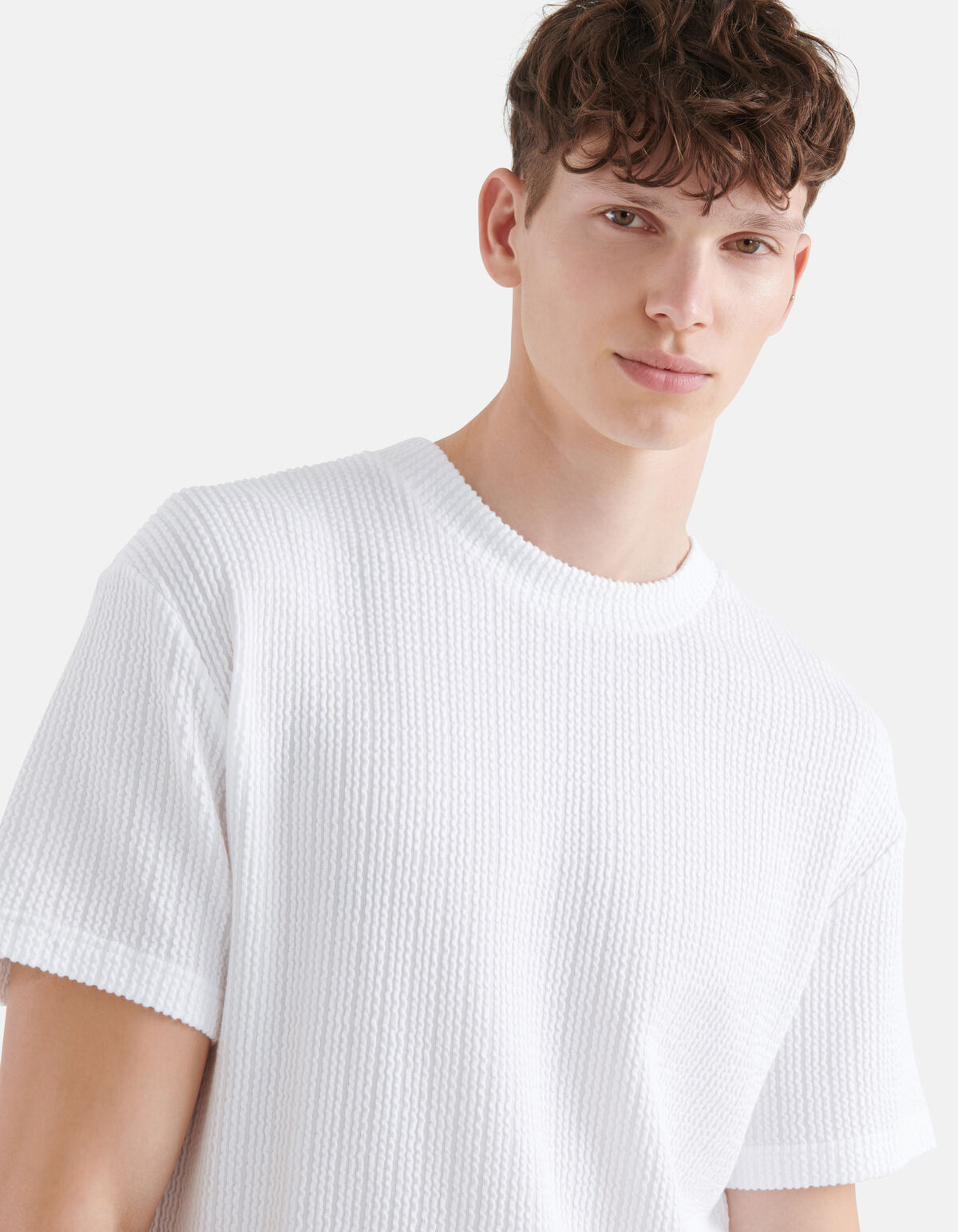 Seersucker T-shirt Wit SHOEBY MEN