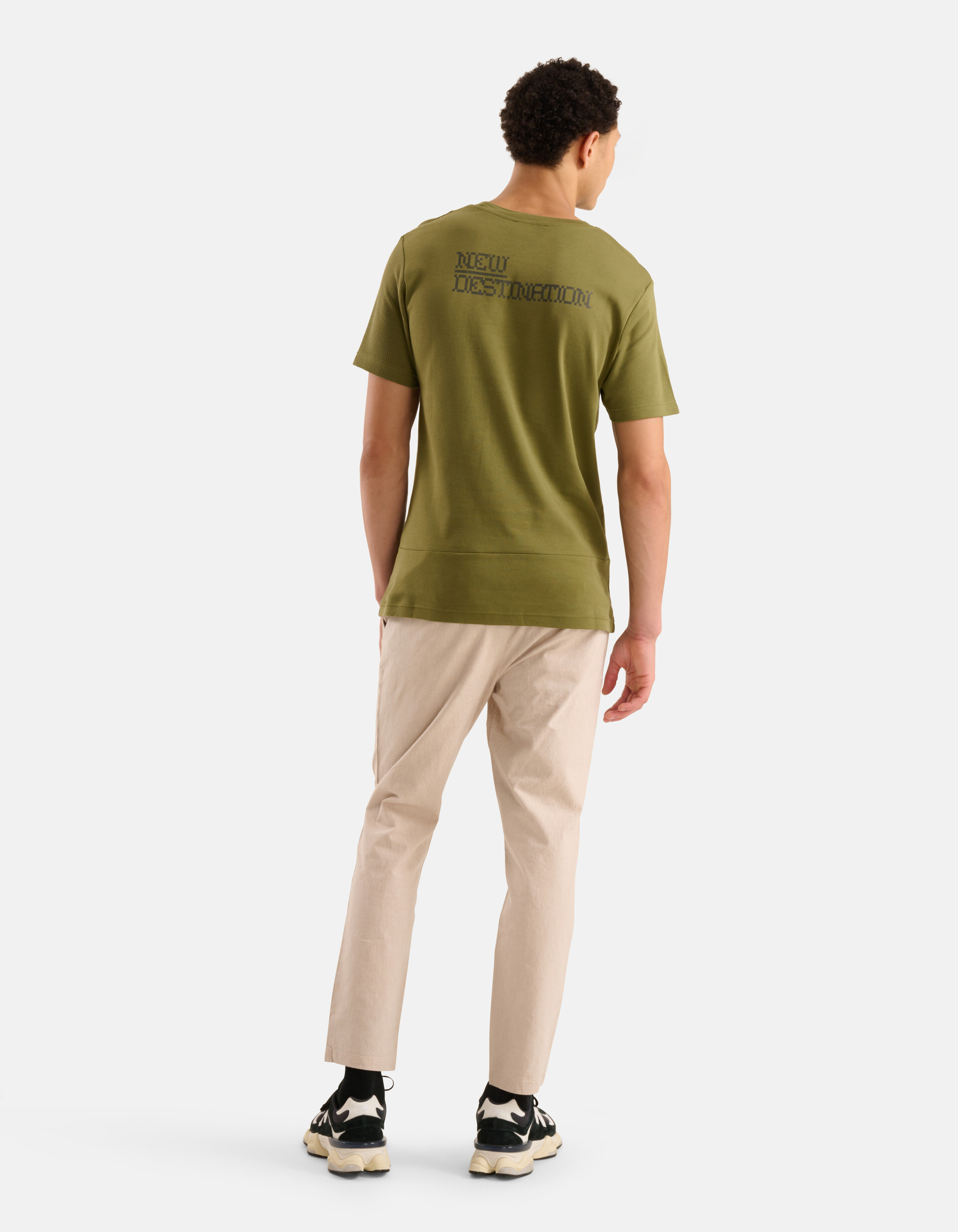 Structuur T-shirt Olijfgroen SHOEBY MEN