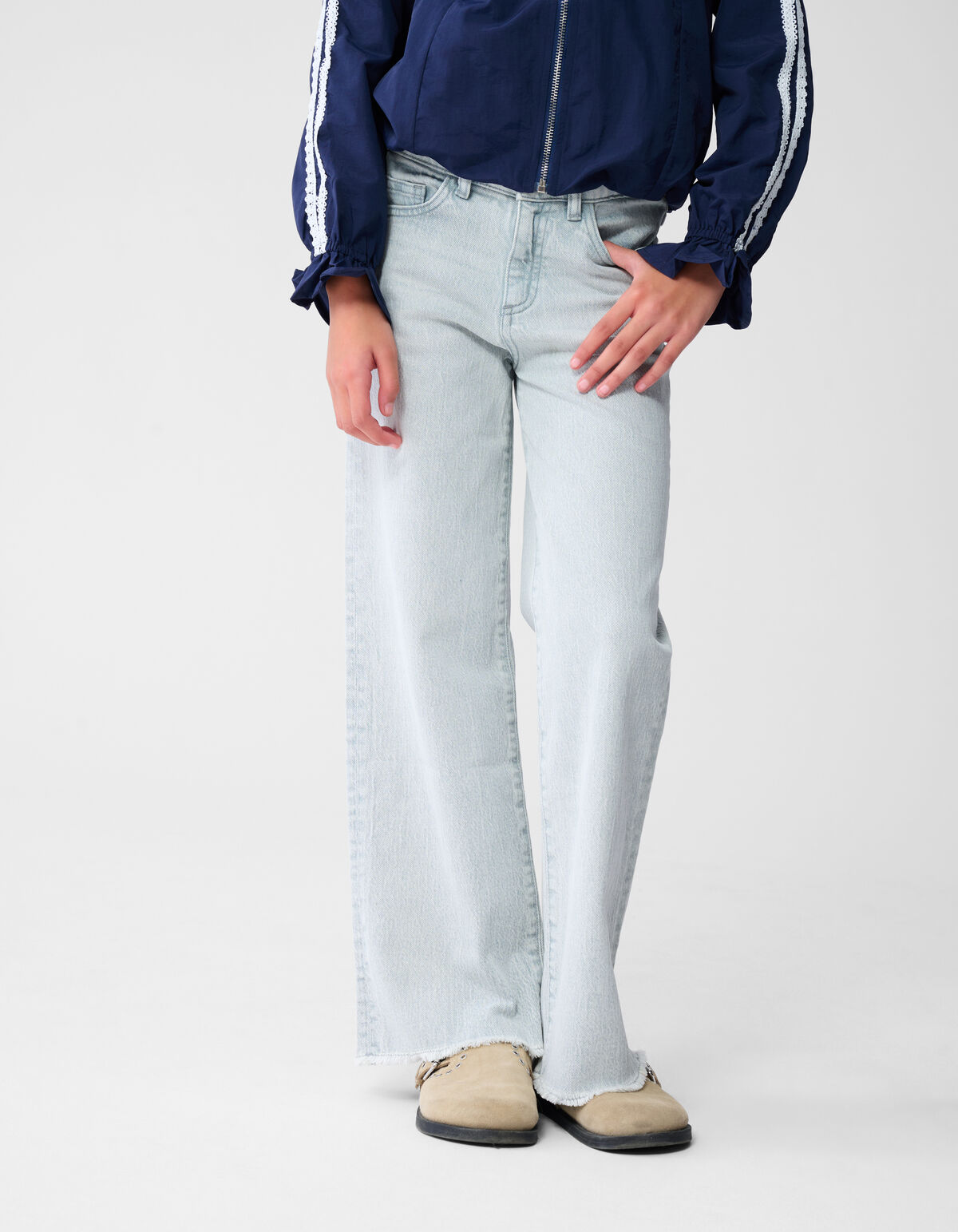 Wide Leg Jeans Lichtgrijs SHOEBY GIRLS