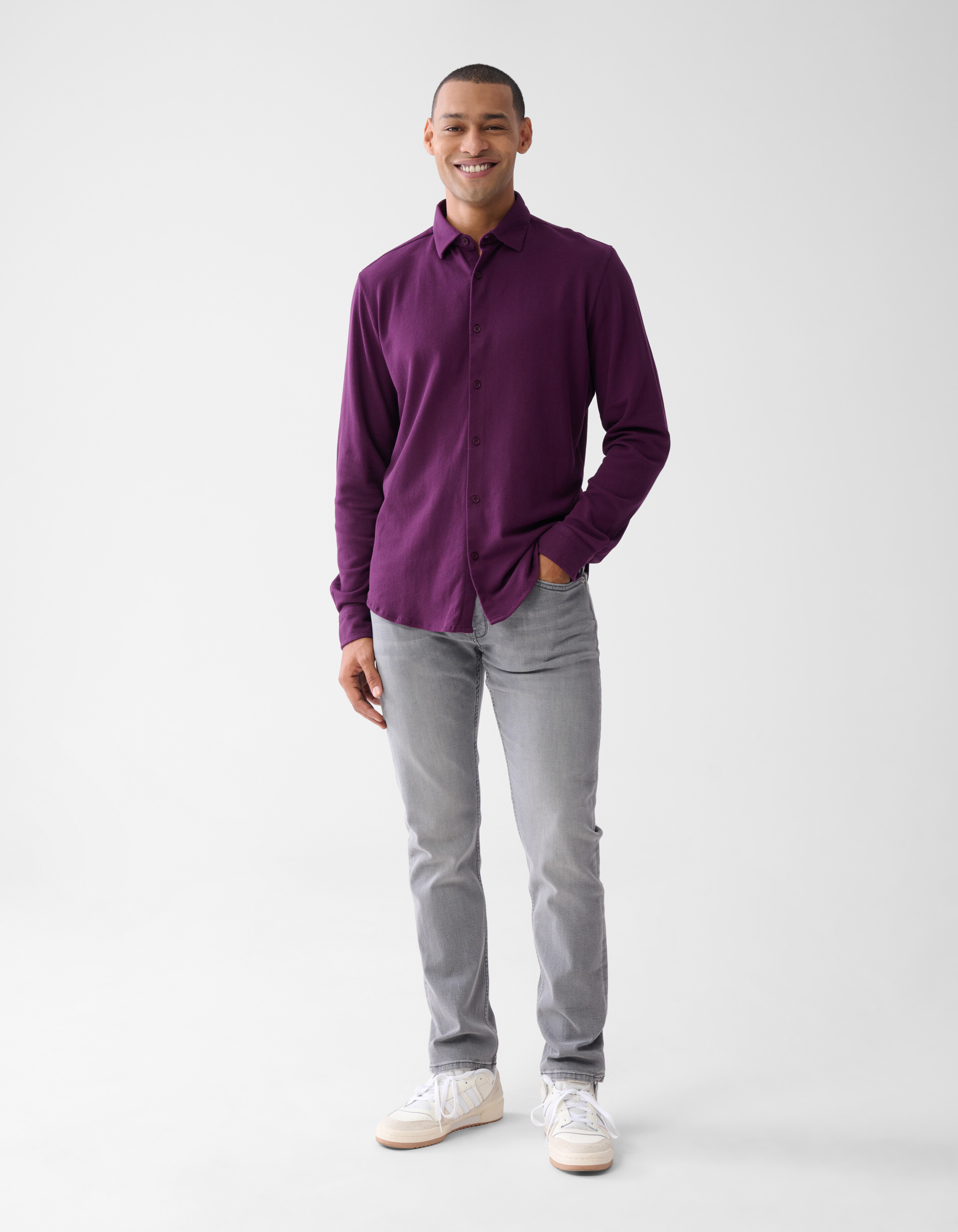 Structuur Overhemd Donkerrood SHOEBY MEN