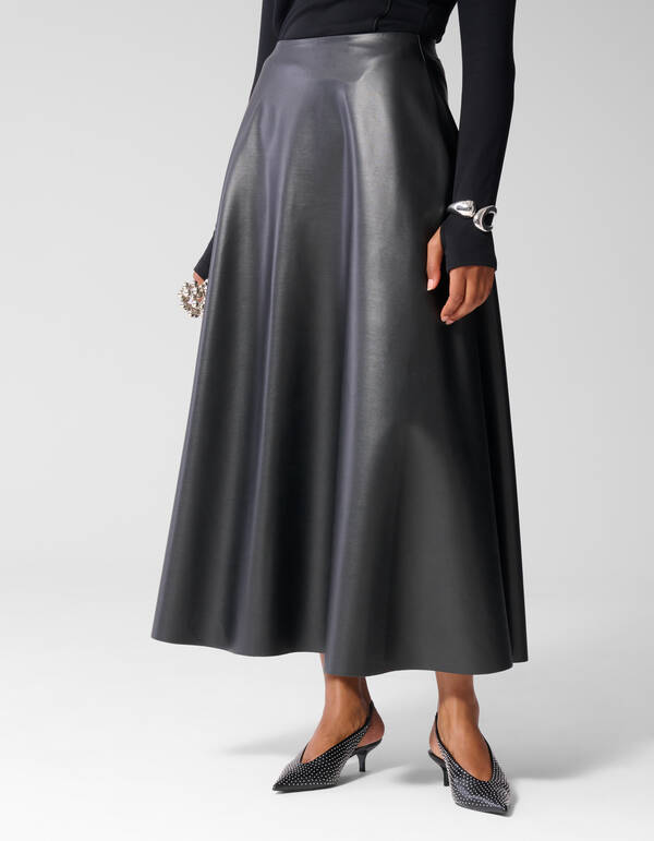 Vegan Leren Maxi Rok Zwart SHOEBY WOMEN