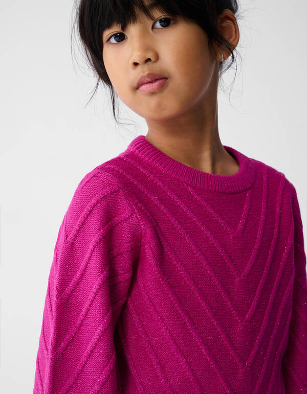 Glitter Gebreide Trui Donkerroze SHOEBY GIRLS