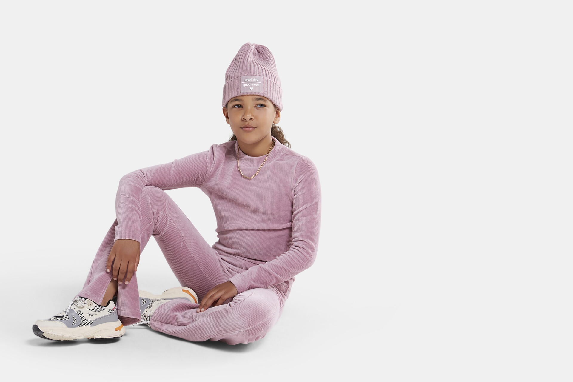 Ribstof Split Broek Roze SHOEBY GIRLS