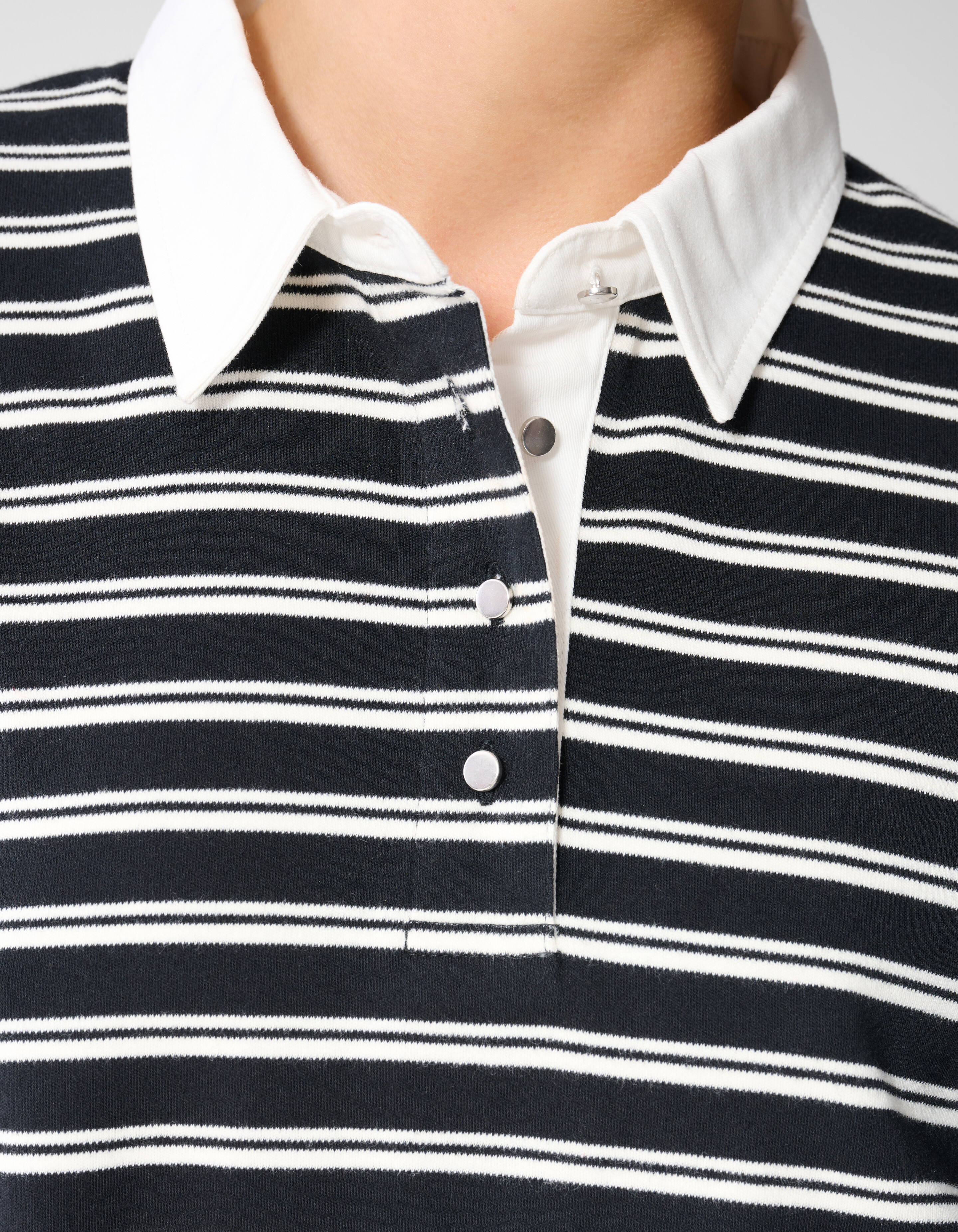 Oversized Stripe Short Sleeve Polo Zwart SHOEBY WOMEN