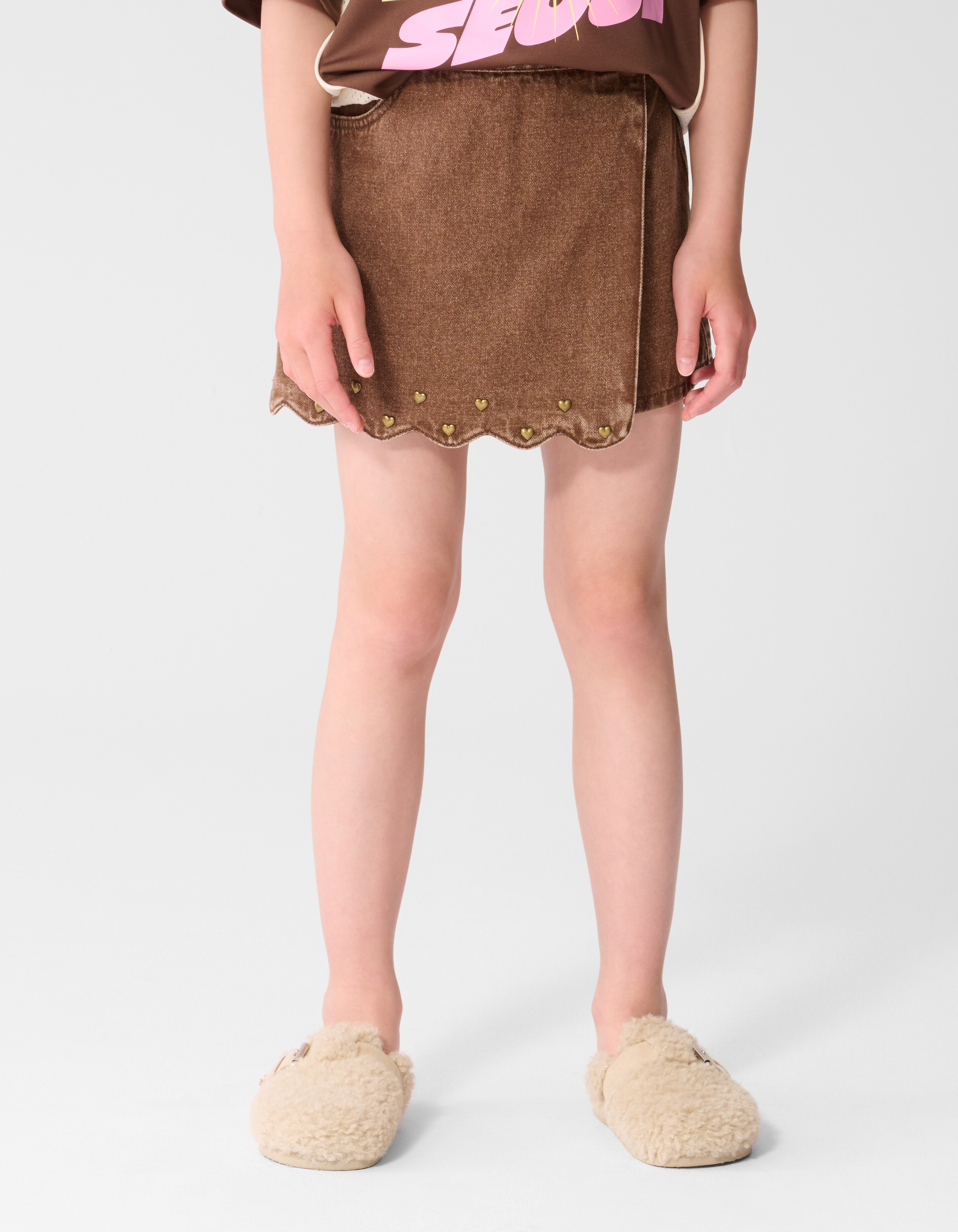 Heart Denim Skort Bruin SHOEBY GIRLS