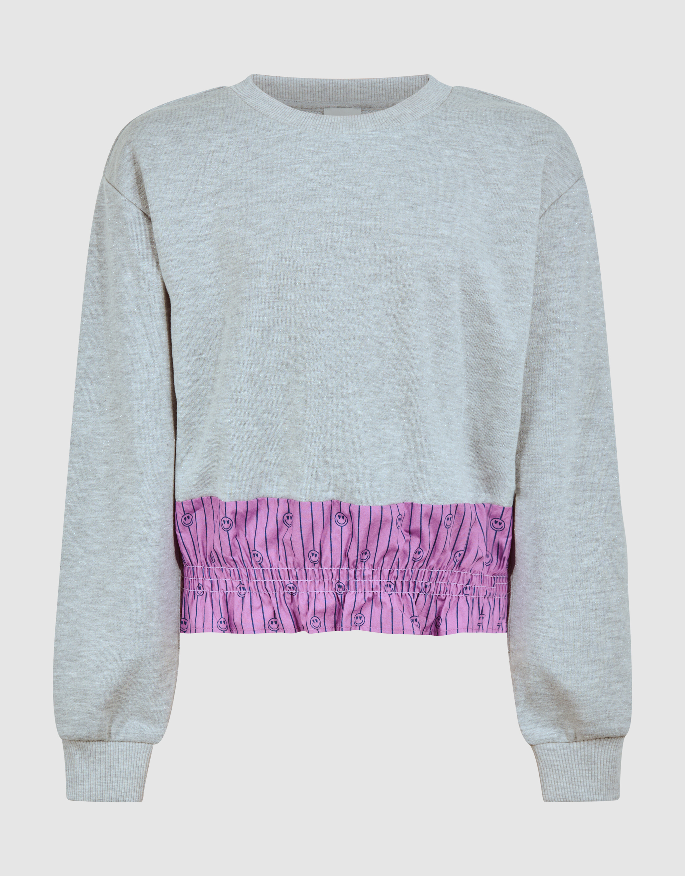 Ruffle Pinstripe Sweater Grijs SHOEBY GIRLS