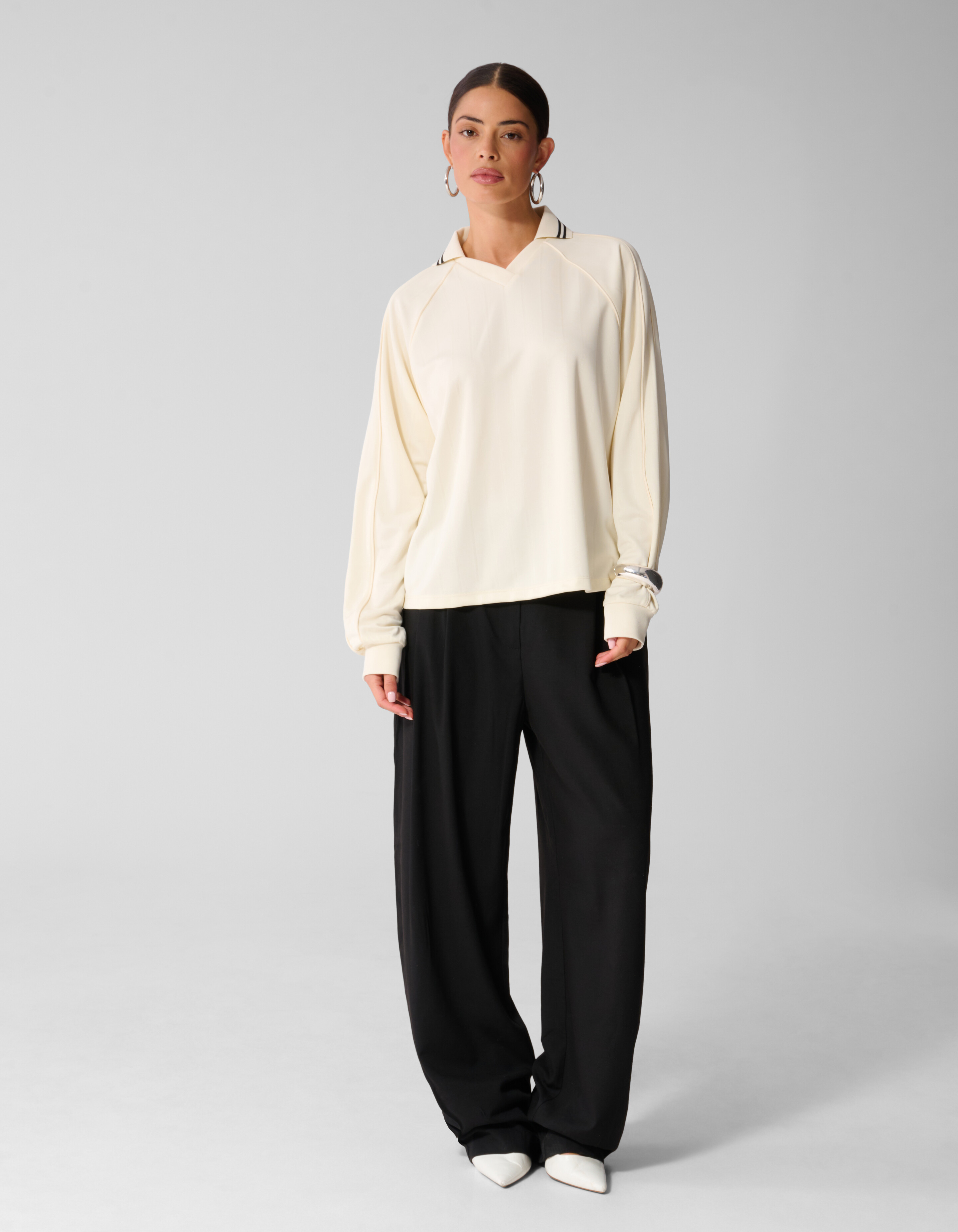 Sporty Longsleeve Top Gebroken Wit By Anna SHOEBY WOMEN