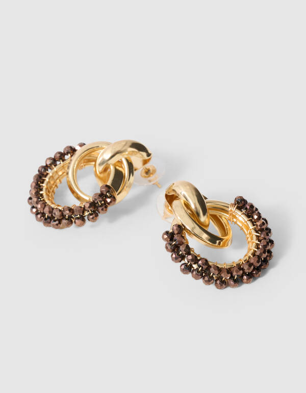 Beaded Oorbellen Goud/Bruin SHOEBY ACCESSOIRES