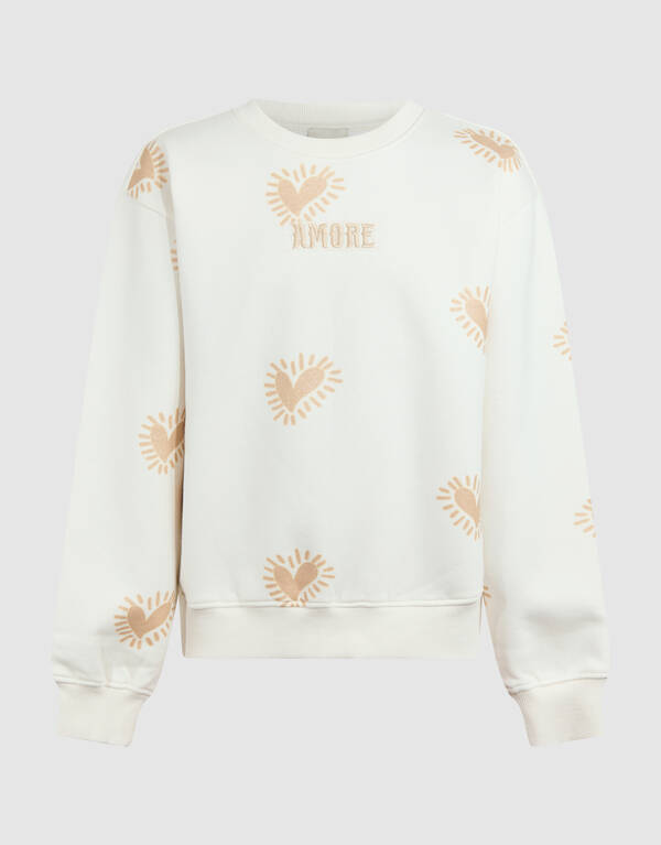 Amore Artwork Sweater Gebroken Wit SHOEBY GIRLS
