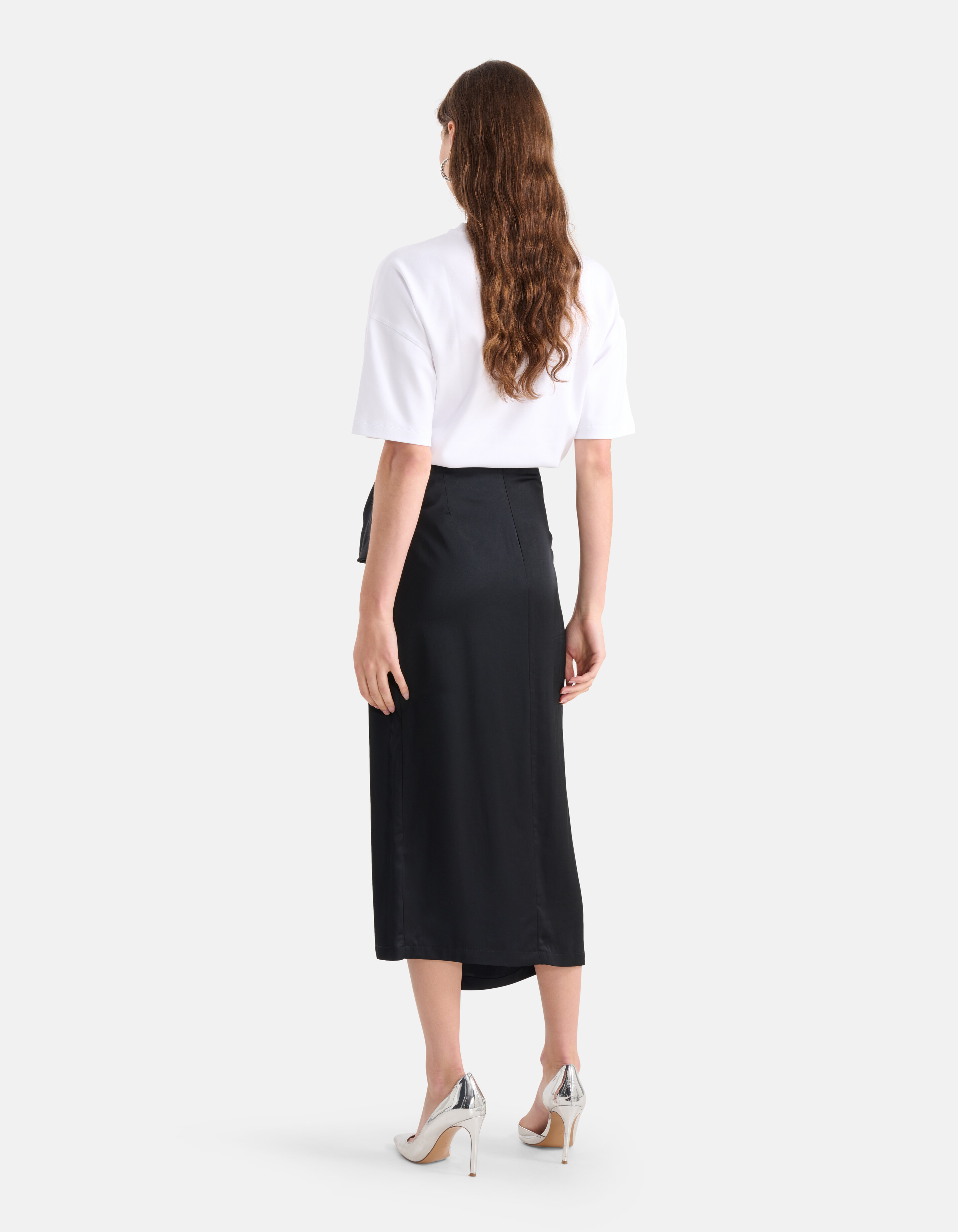 Satijnen Midi Rok Zwart SHOEBY WOMEN