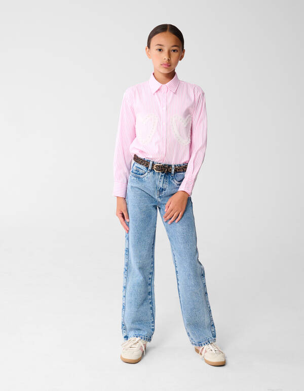 Pinstripe Heart Blouse Roze SHOEBY GIRLS