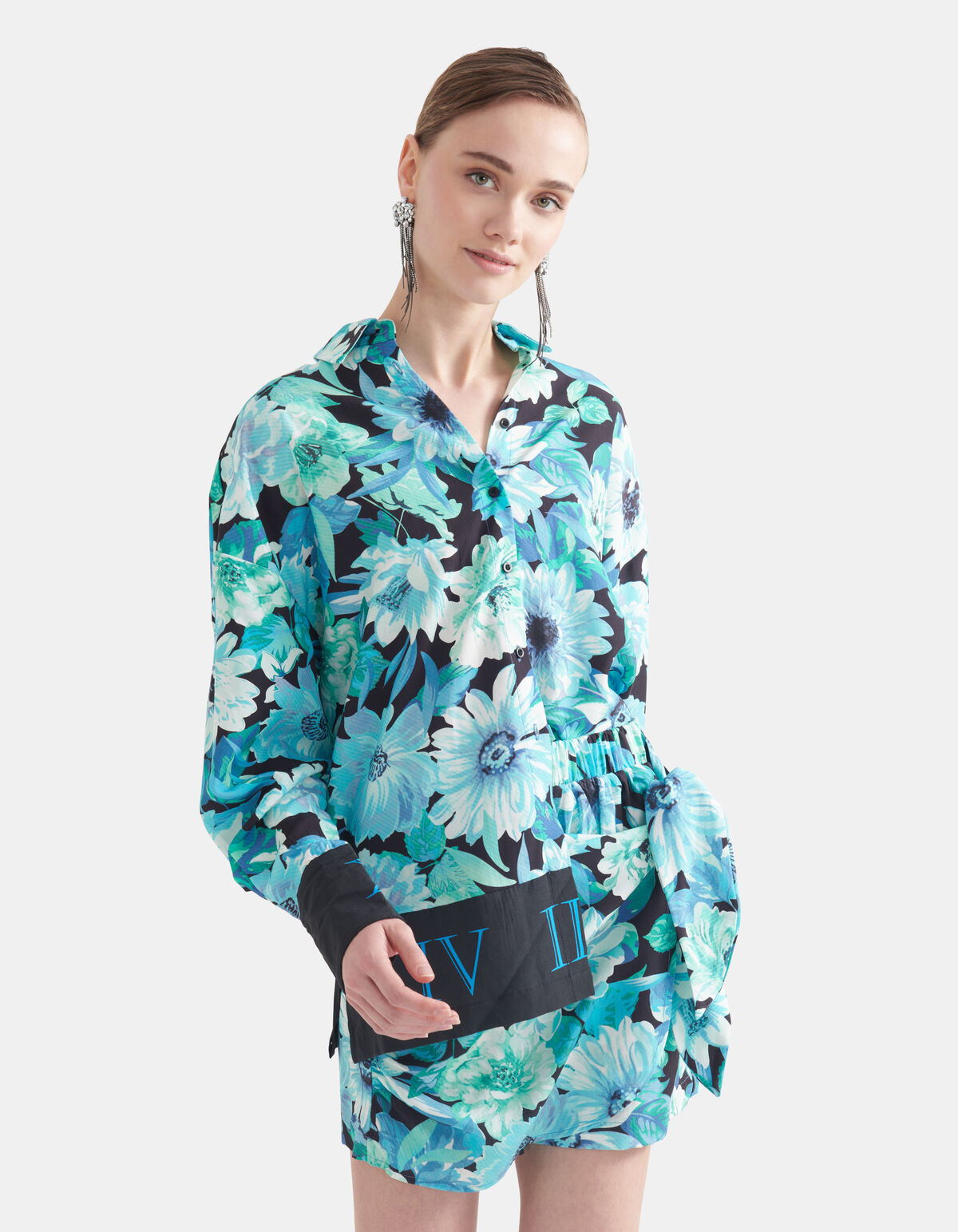 Bloemenprint Blouse Blauw SHOEBY WOMEN