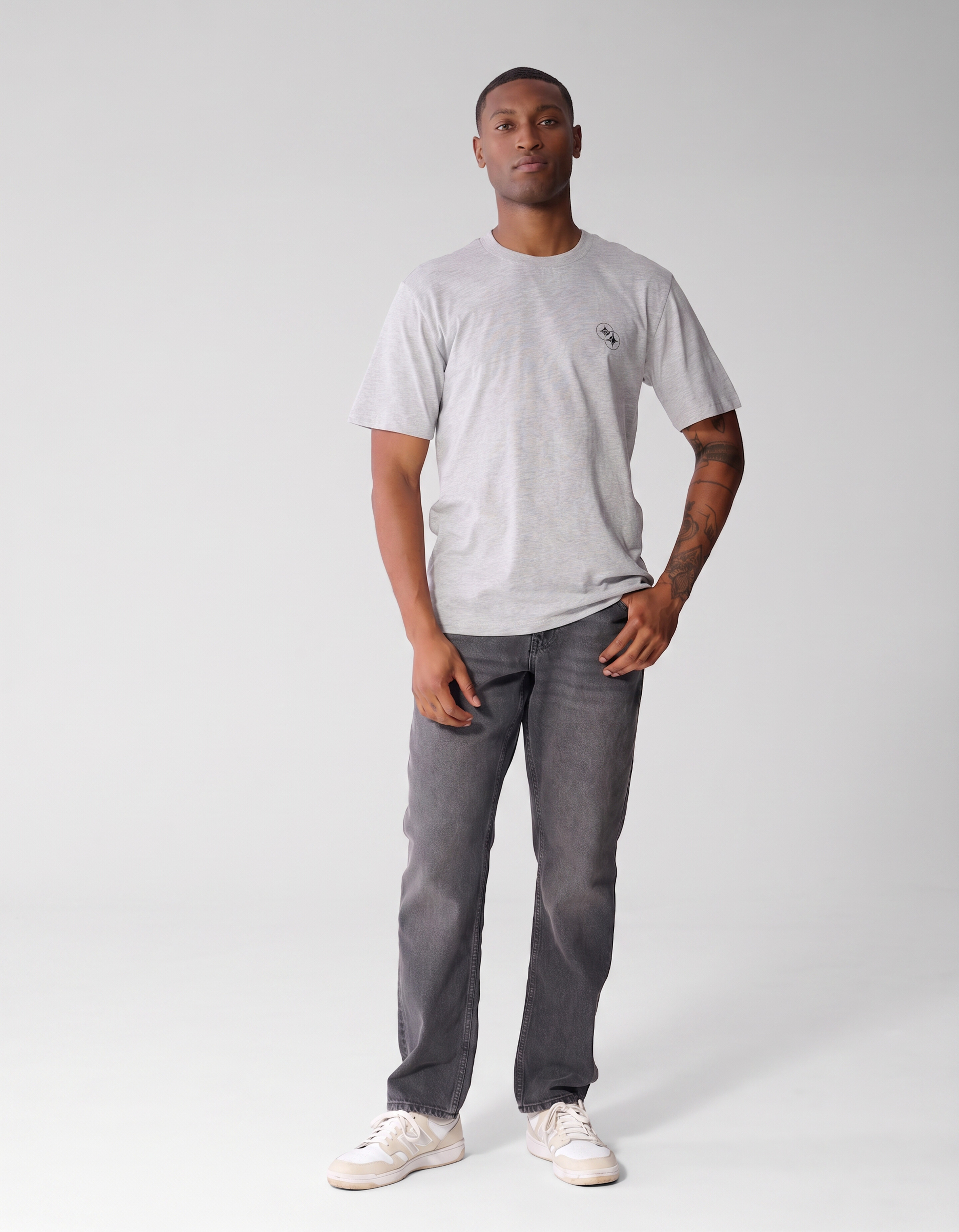 Diagonal T-shirt Lichtgrijs SHOEBY MEN