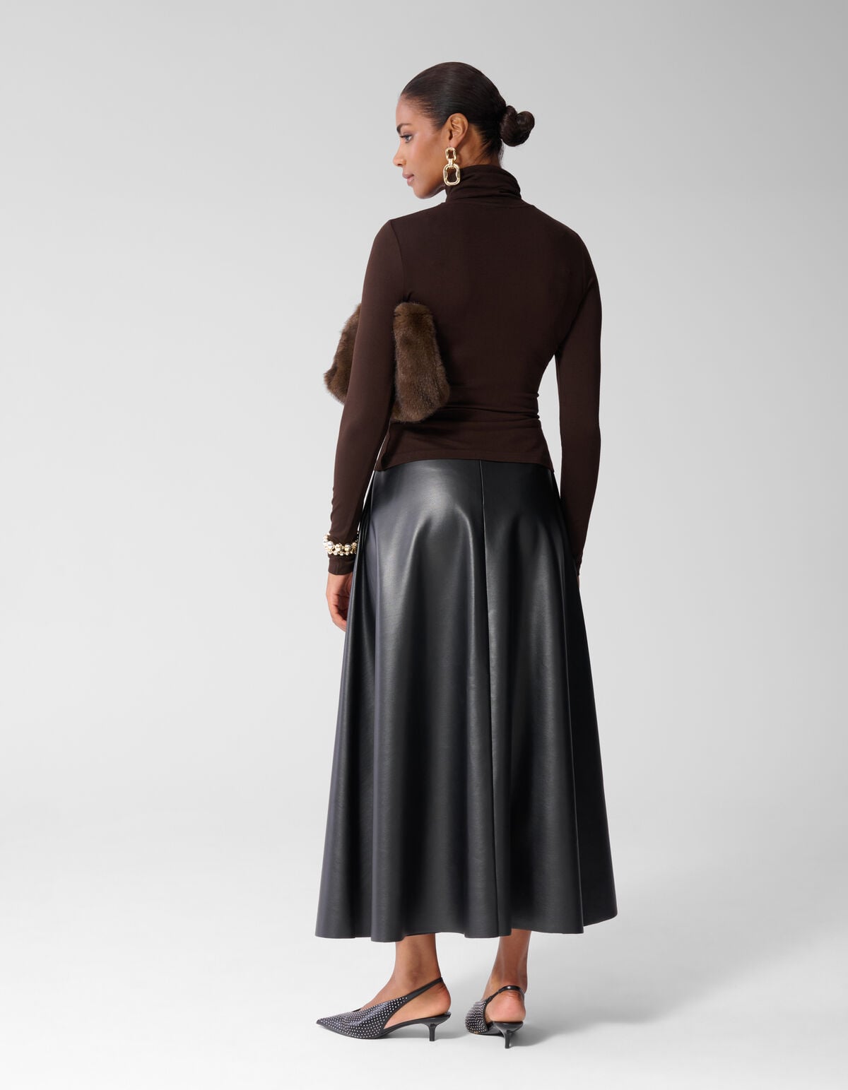 Col Neck Longsleeve Donkerbruin SHOEBY WOMEN