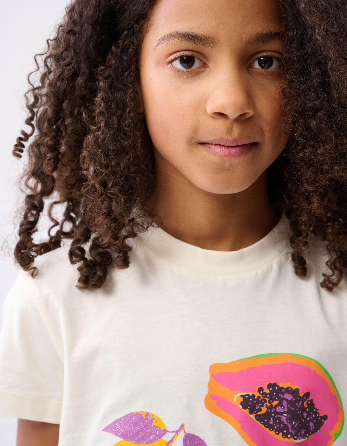 Fruit Glitter T-shirt Gebroken Wit SHOEBY GIRLS