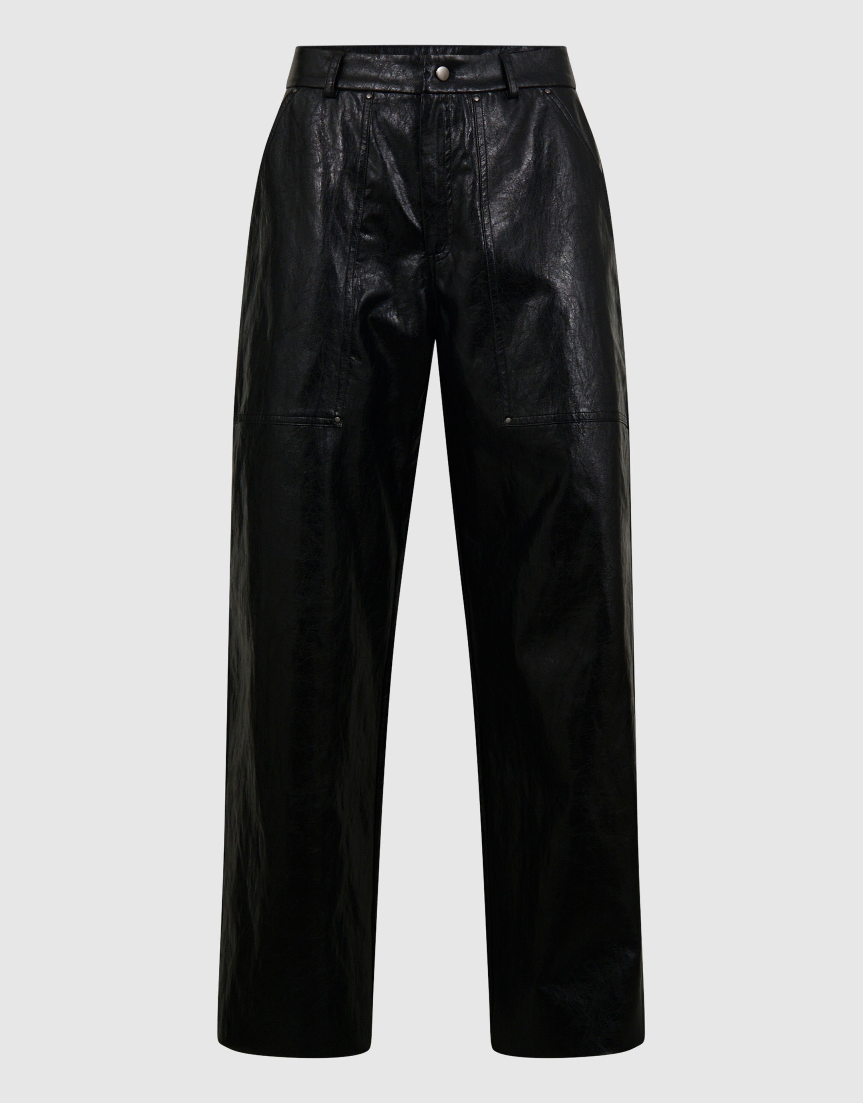 Vegan Leren Straight Fit Broek Zwart SHOEBY WOMEN