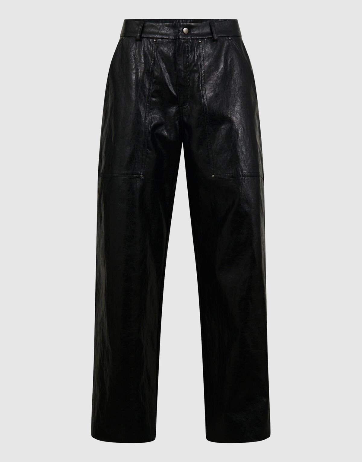 Vegan Leren Straight Fit Broek Zwart SHOEBY WOMEN