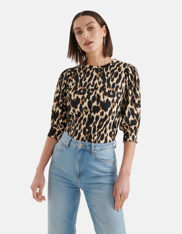 Leopard Rib Top Zwart SHOEBY WOMEN