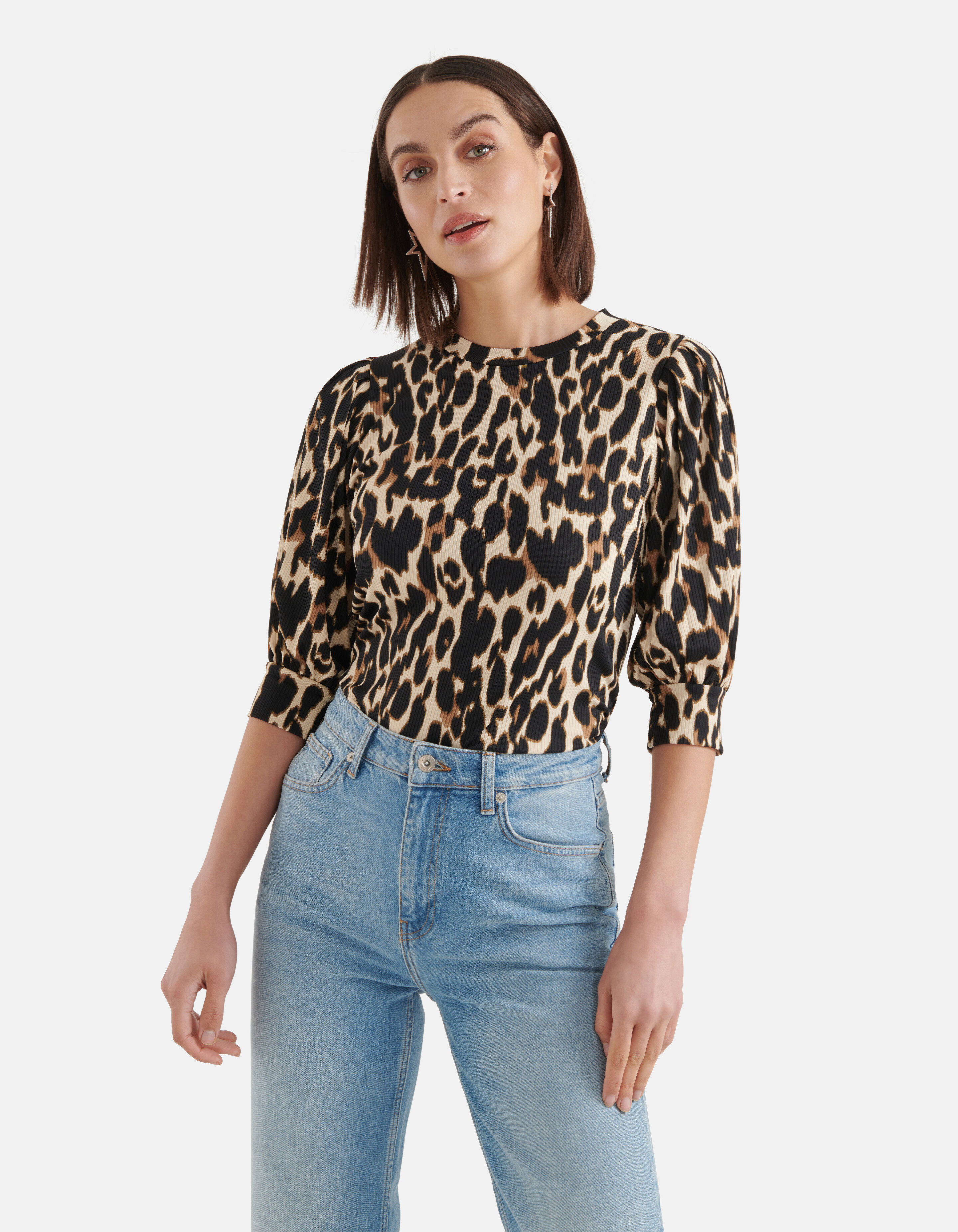 Leopard Rib Top Zwart SHOEBY WOMEN